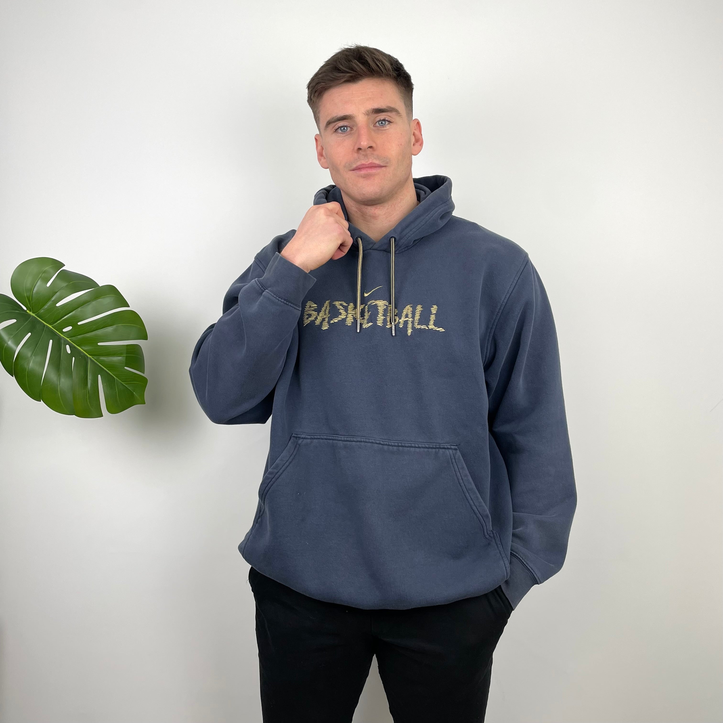 Nike Navy Embroidered Swoosh Hoodie (XL)