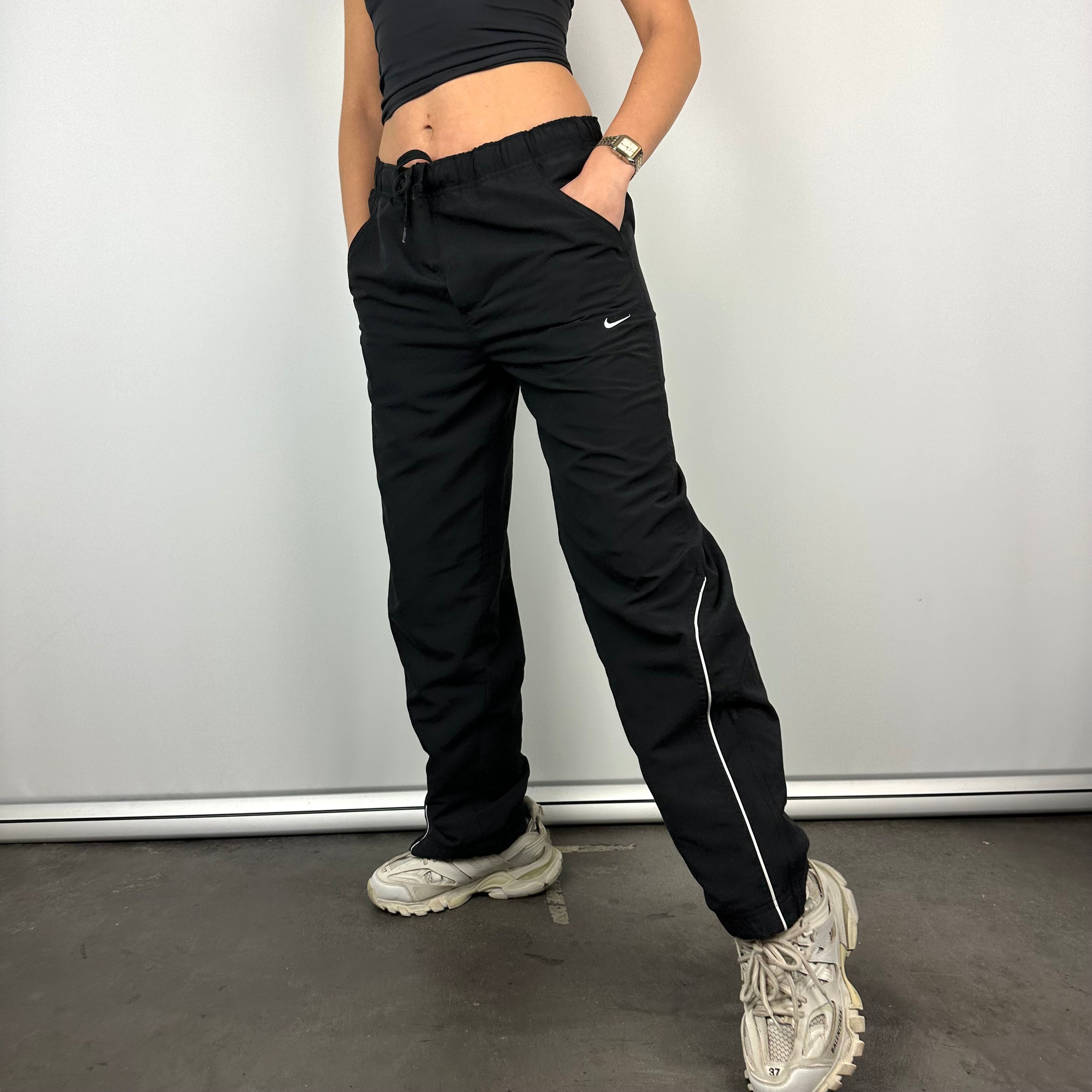 Nike Black Embroidered Swoosh Track Pants (M)