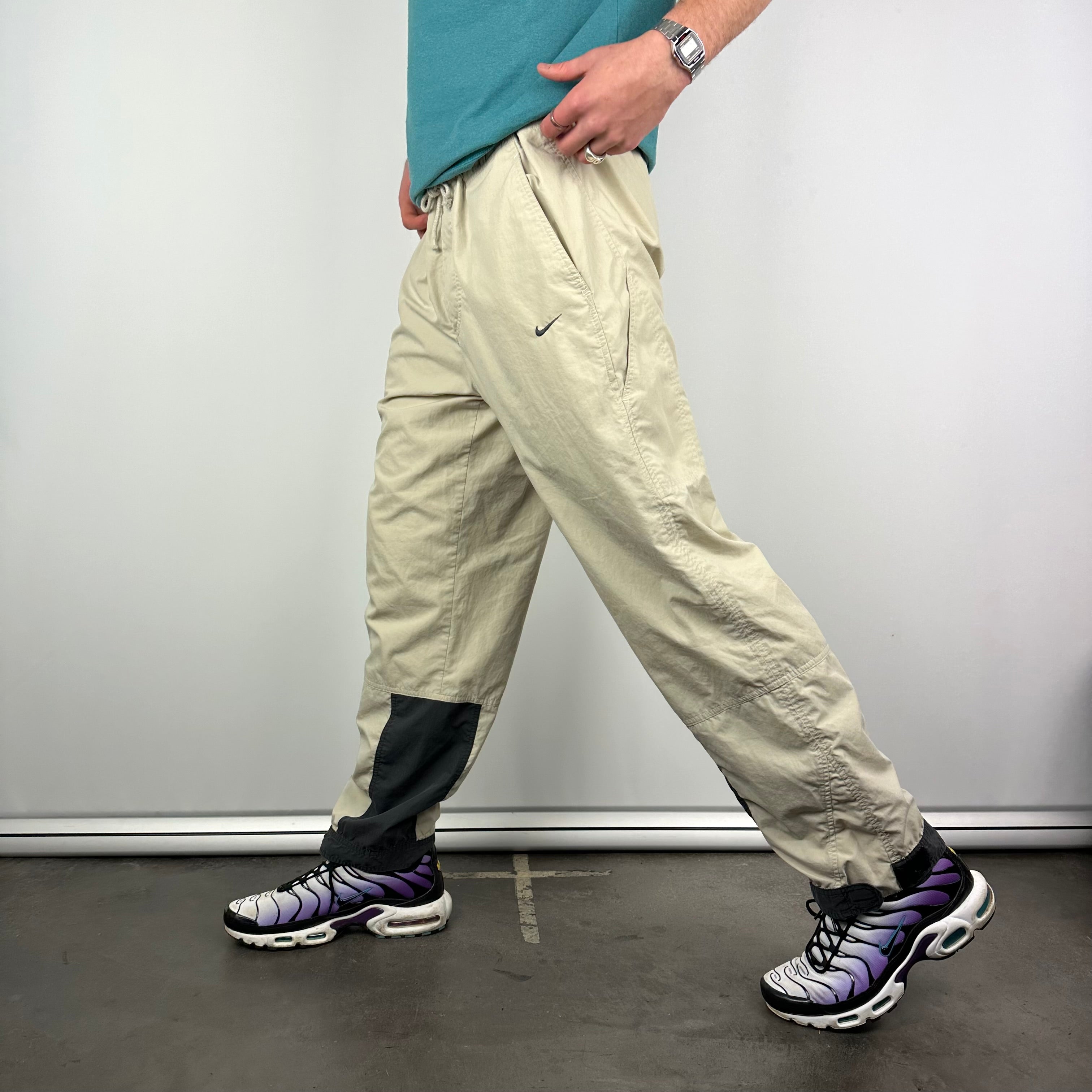 Nike Cream Embroidered Swoosh Track Pants (L)