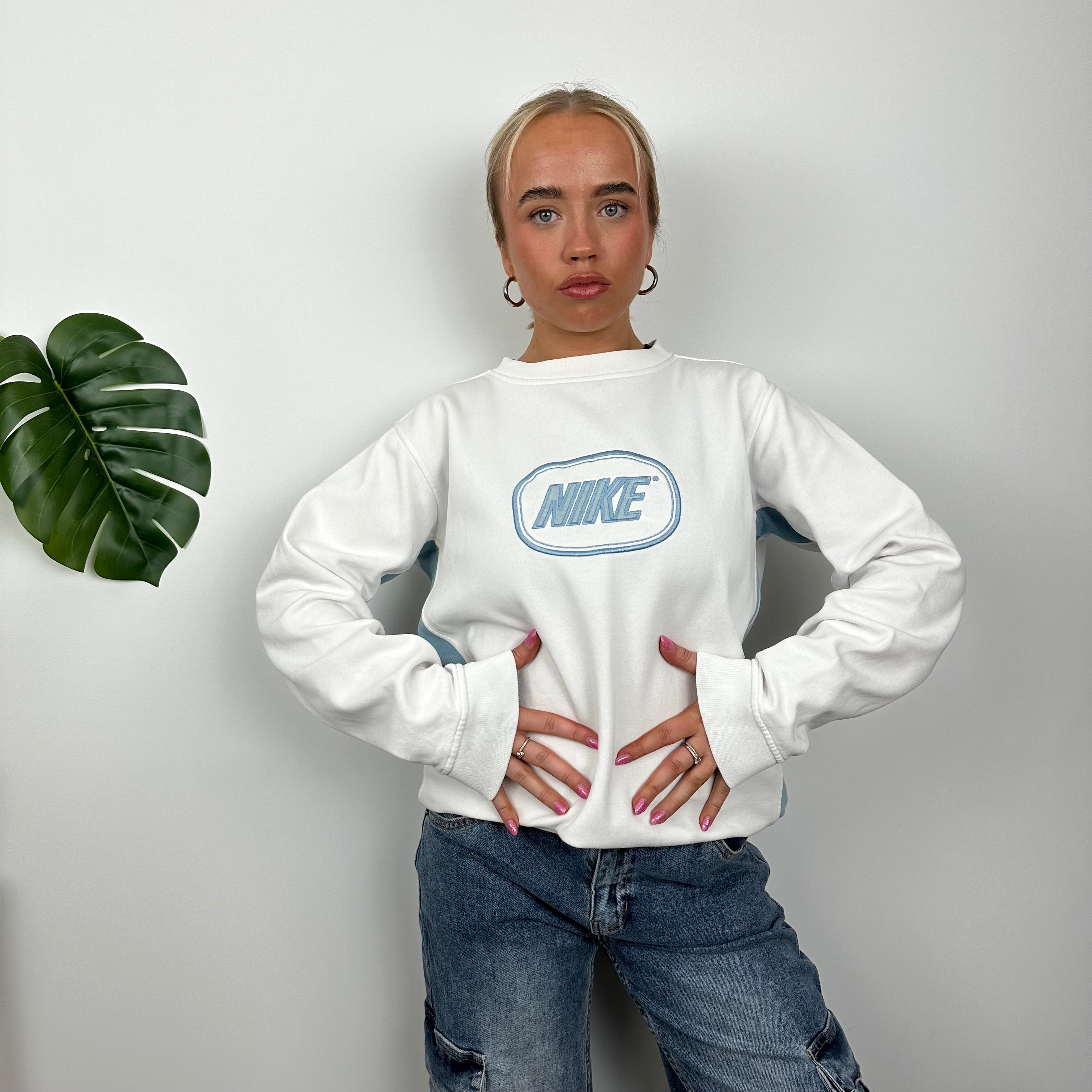 Nike RARE White Embroidered Spell Out Sweatshirt (S)