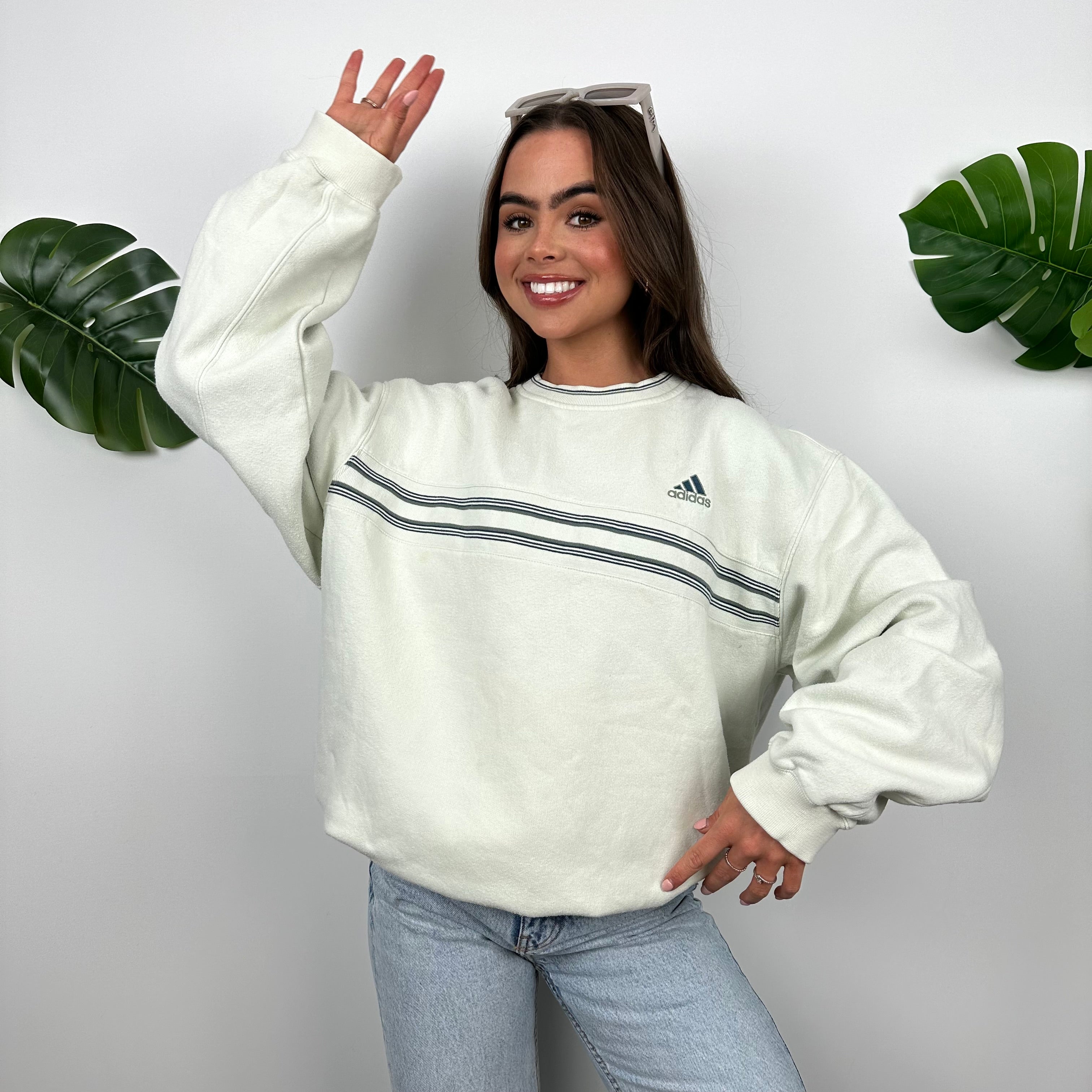 Adidas Mint Green Embroidered Spell Out Sweatshirt (L)