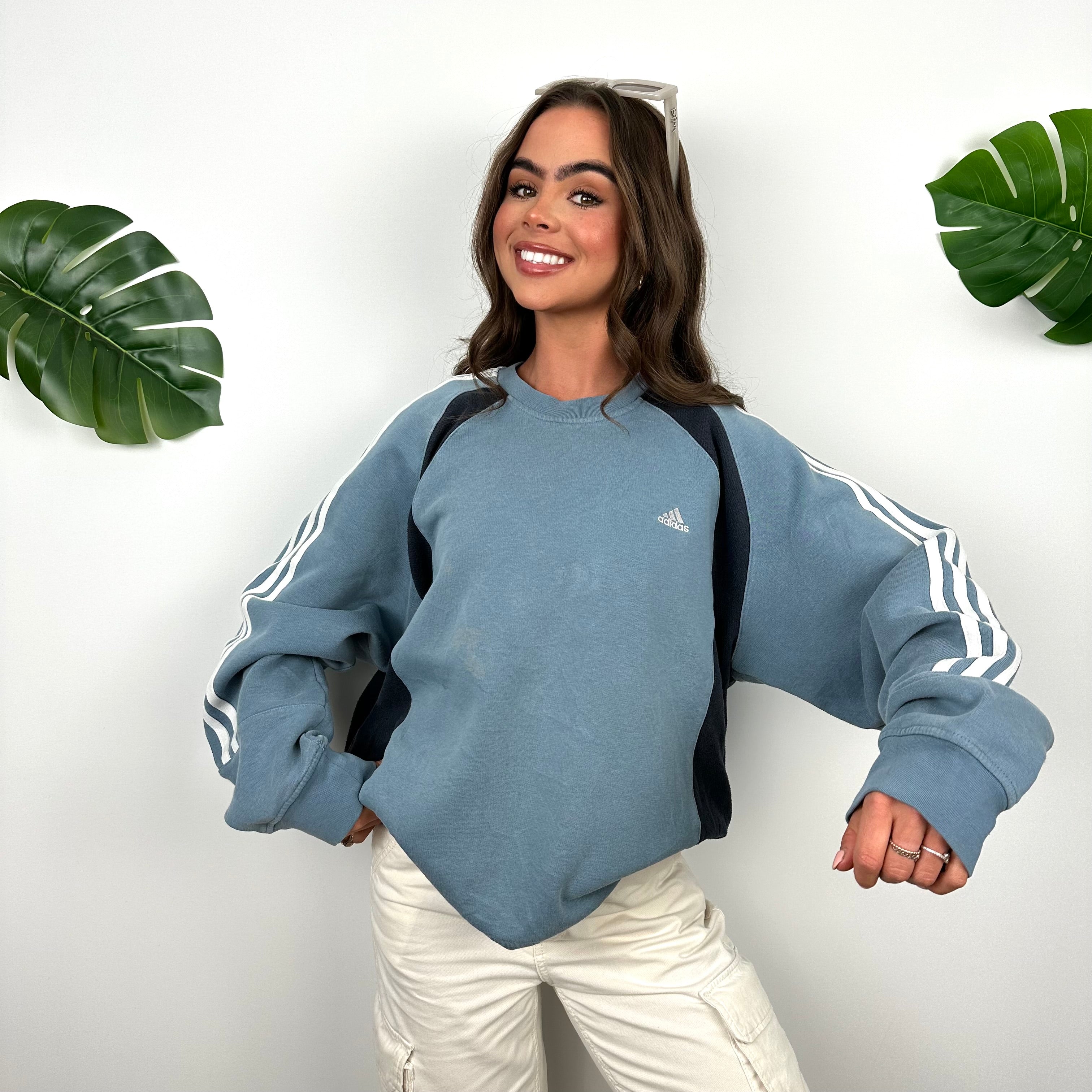 Adidas Baby Blue Embroidered Spell Out Sweatshirt (L)