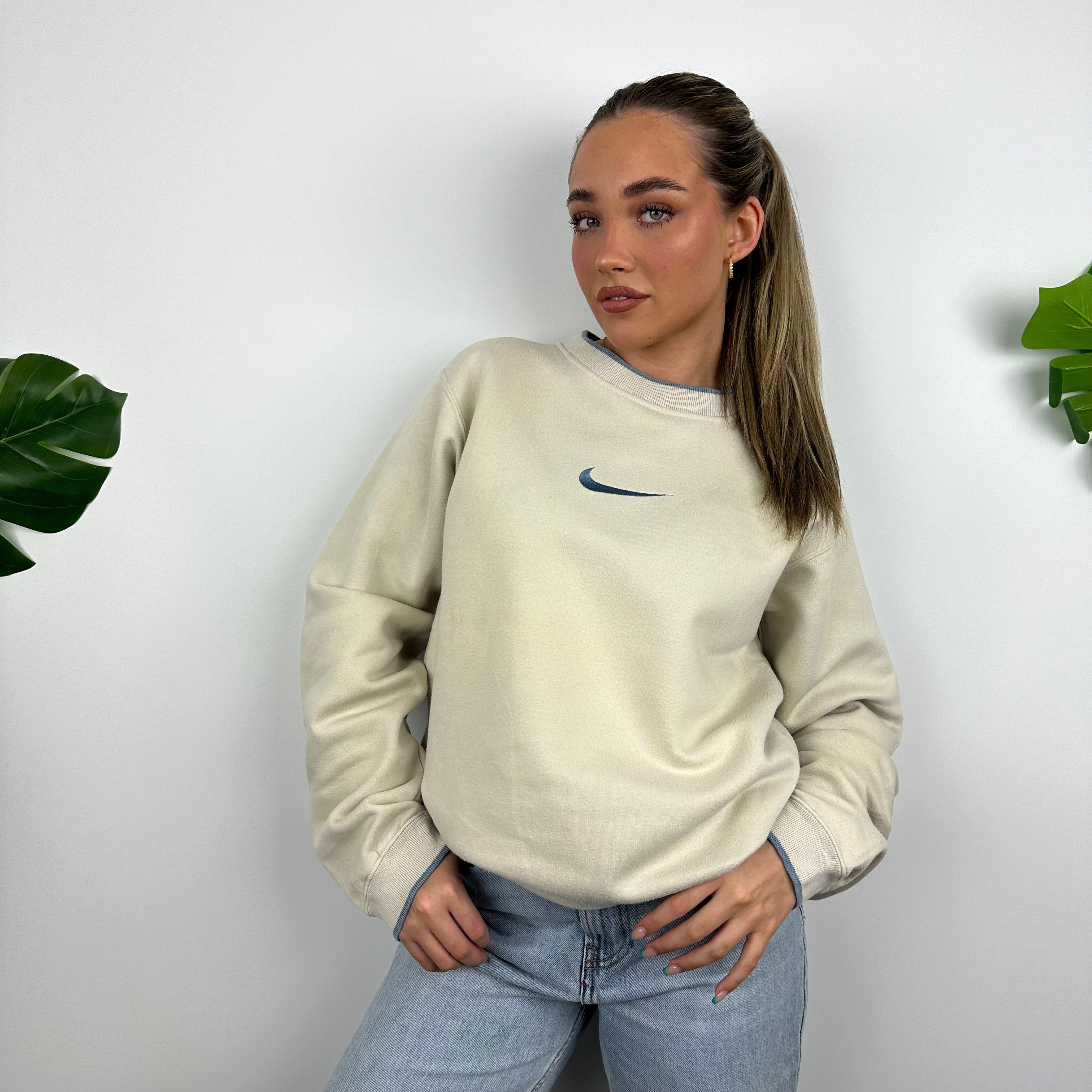 Nike RARE Cream Embroidered Swoosh Sweatshirt (M)