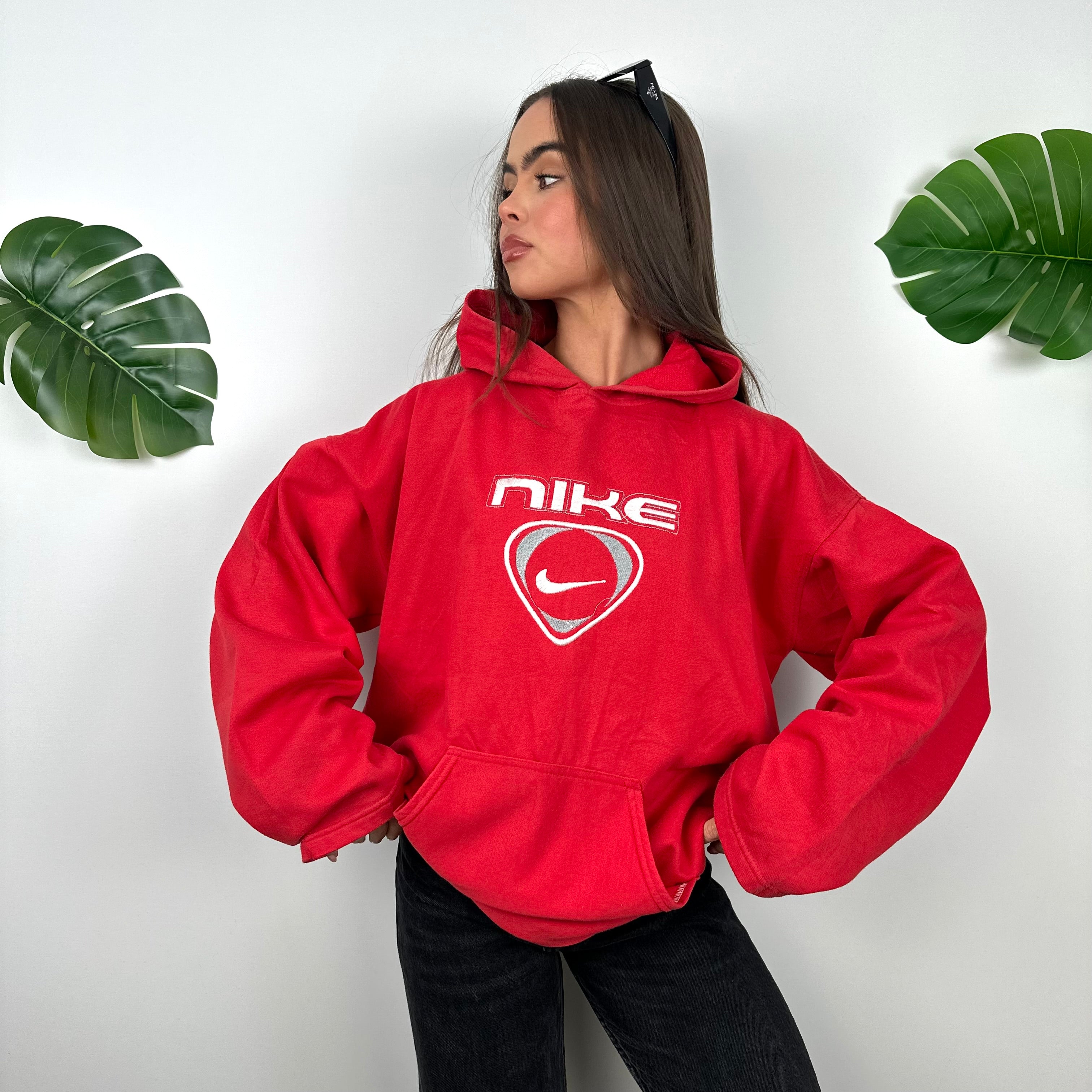 Nike Red Embroidered Spell Out Hoodie (L)