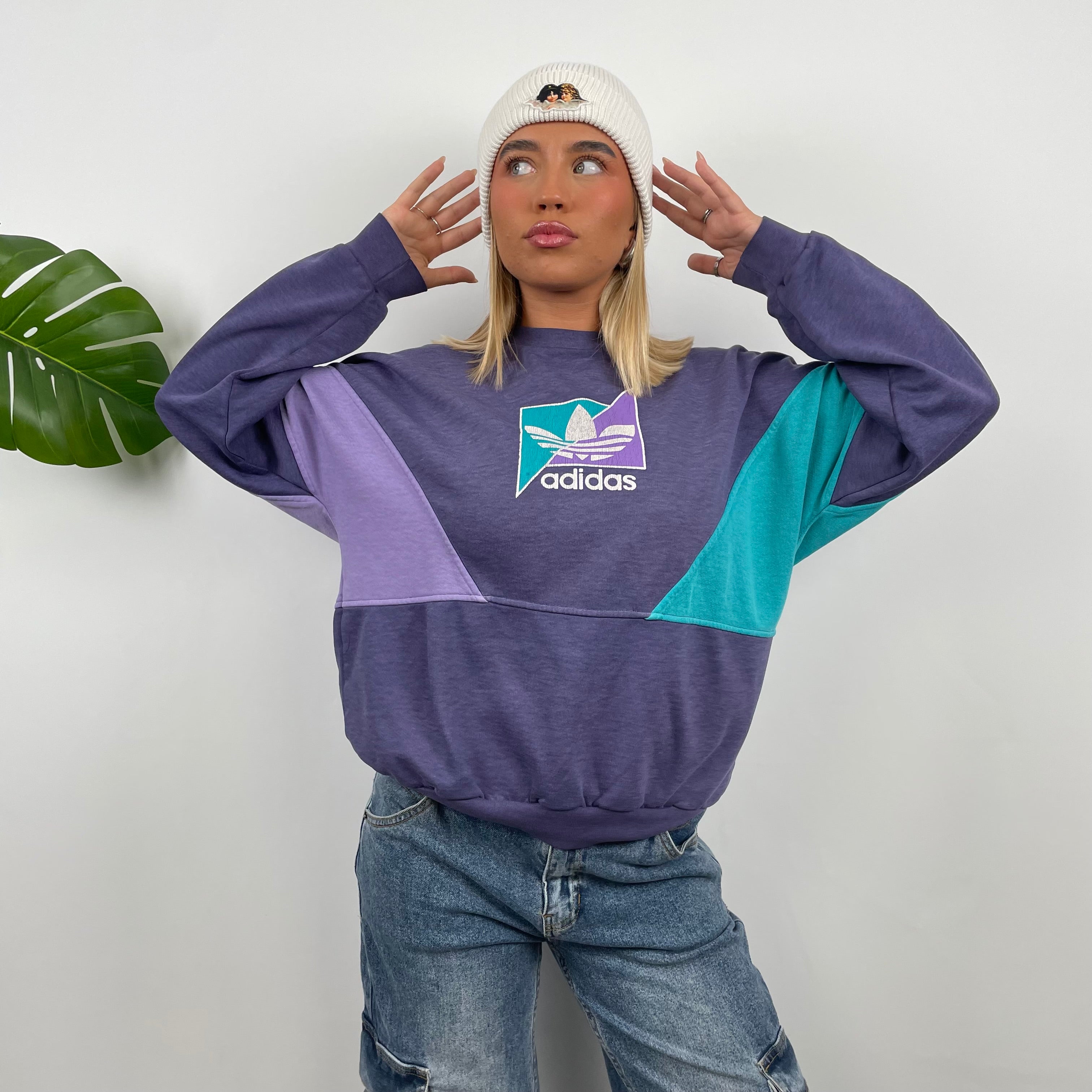 Adidas Purple Colour Block Sweatshirt (S)