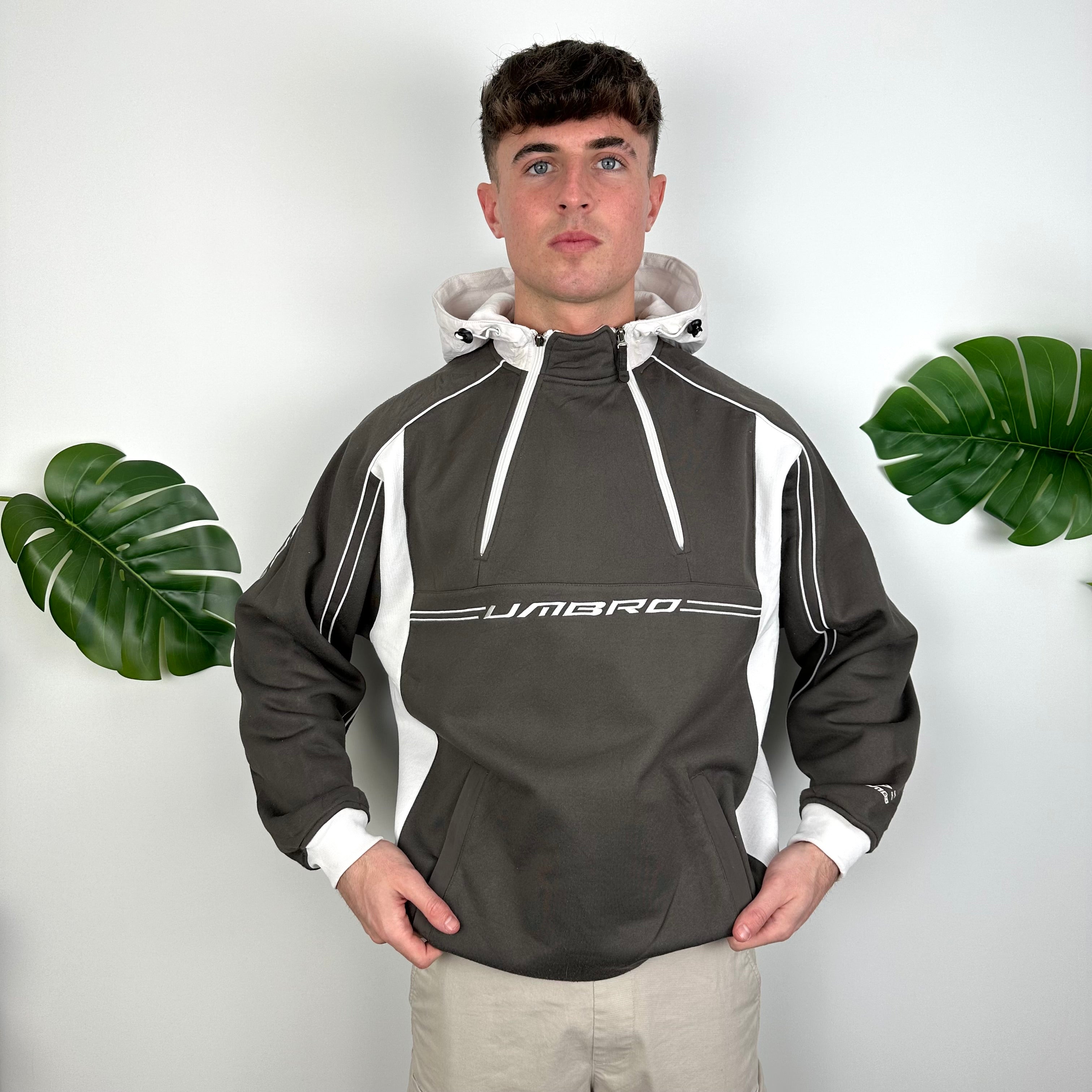 Umbro Grey Embroidered Spell Out Hoodie (XL)