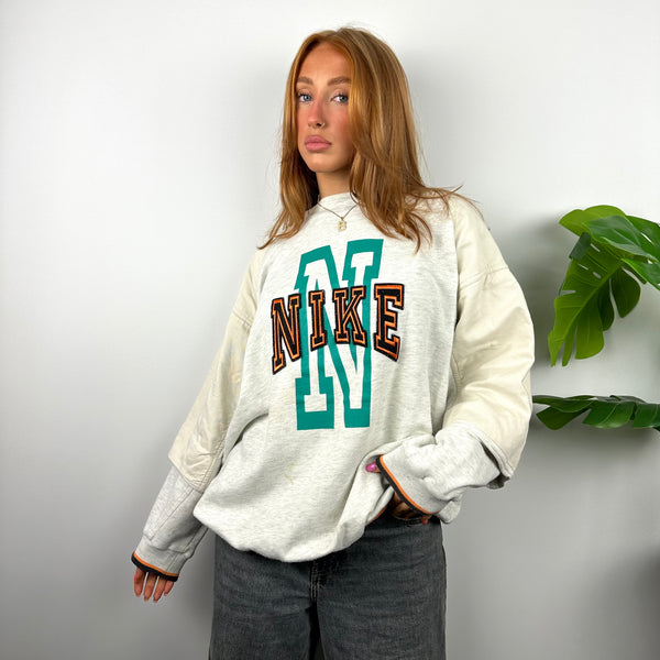Nike Grey Embroidered Spell Out Sweatshirt (L)