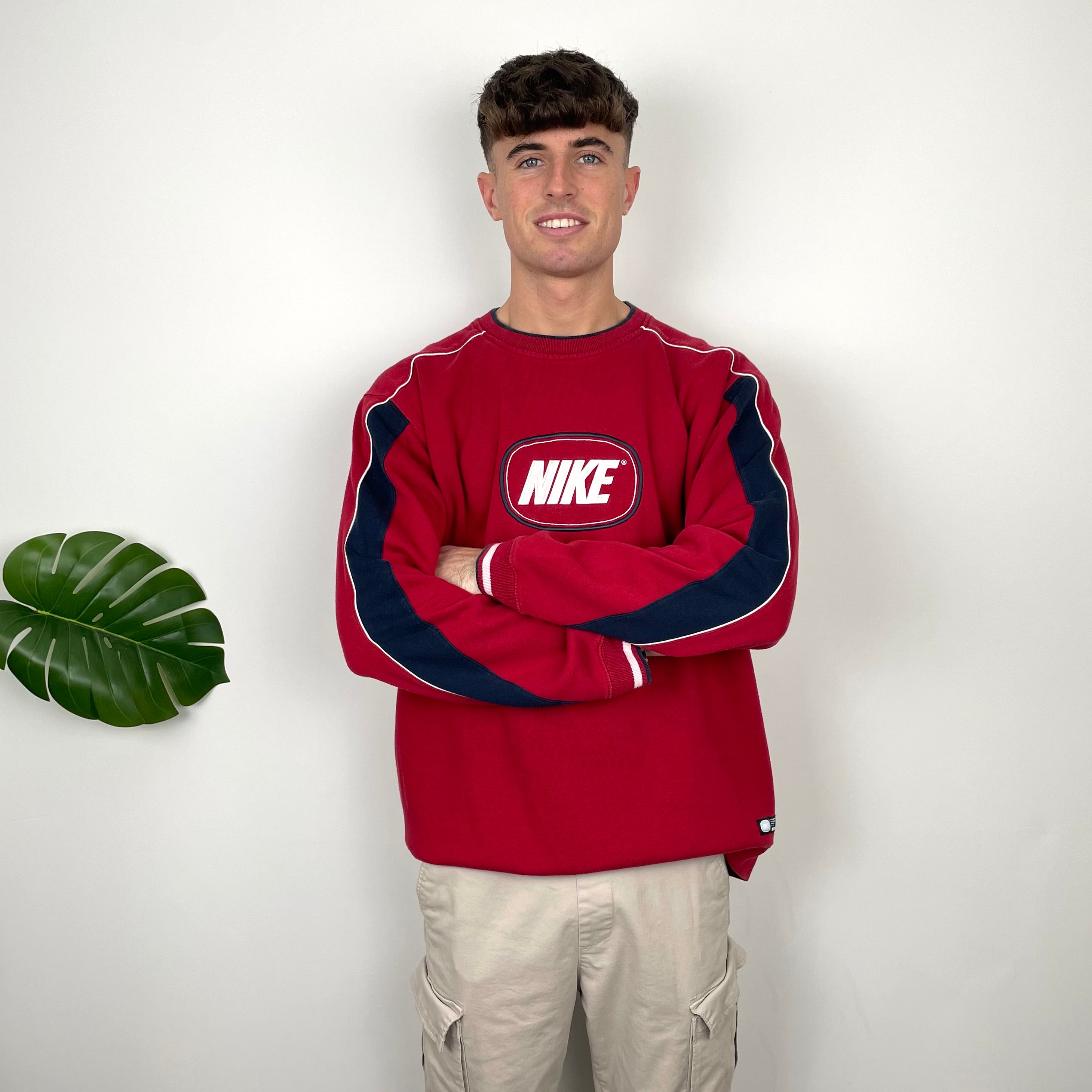 Nike Red Embroidered Spell Out Sweatshirt (L)