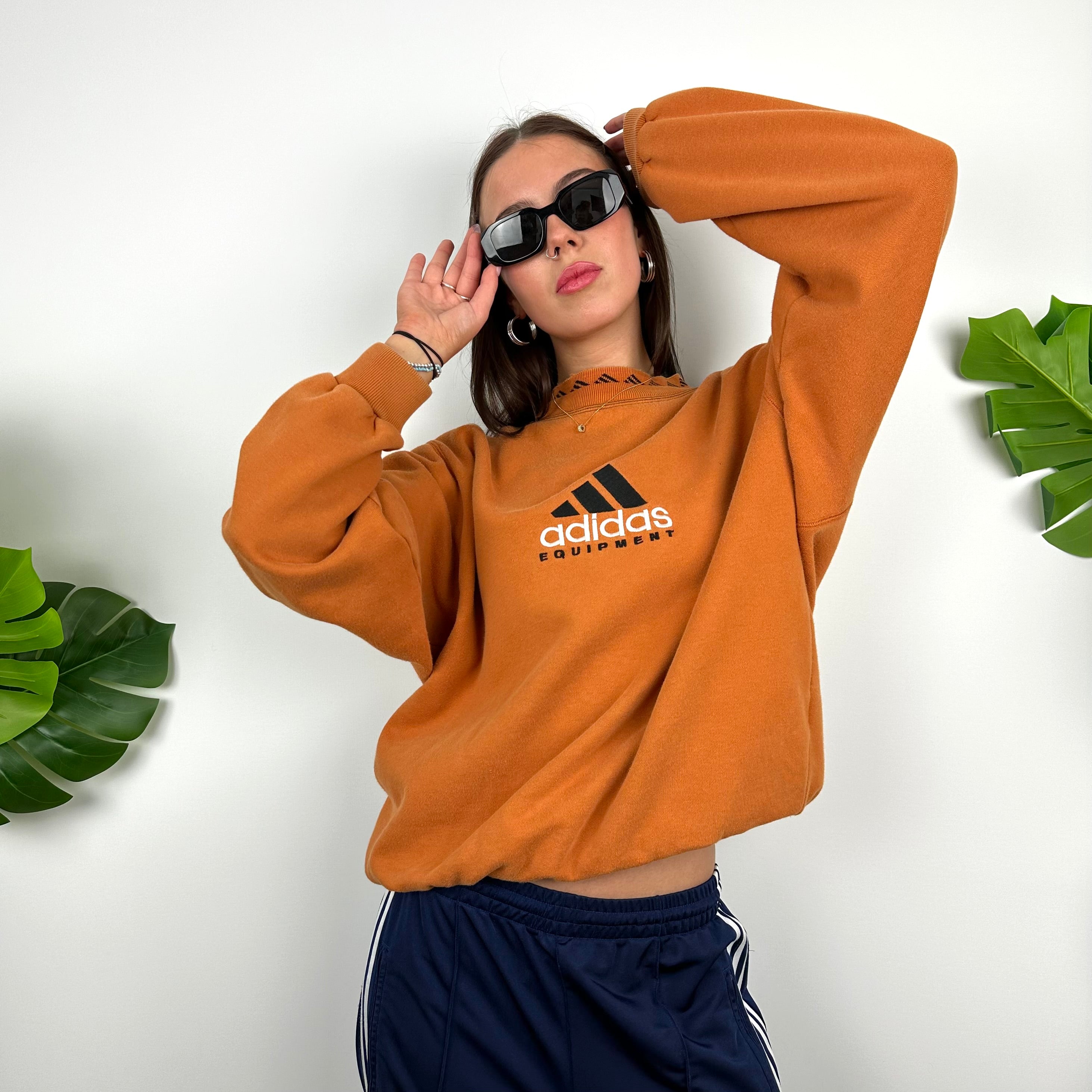Adidas Equipment Orange Embroidered Spell Out Sweatshirt (M)