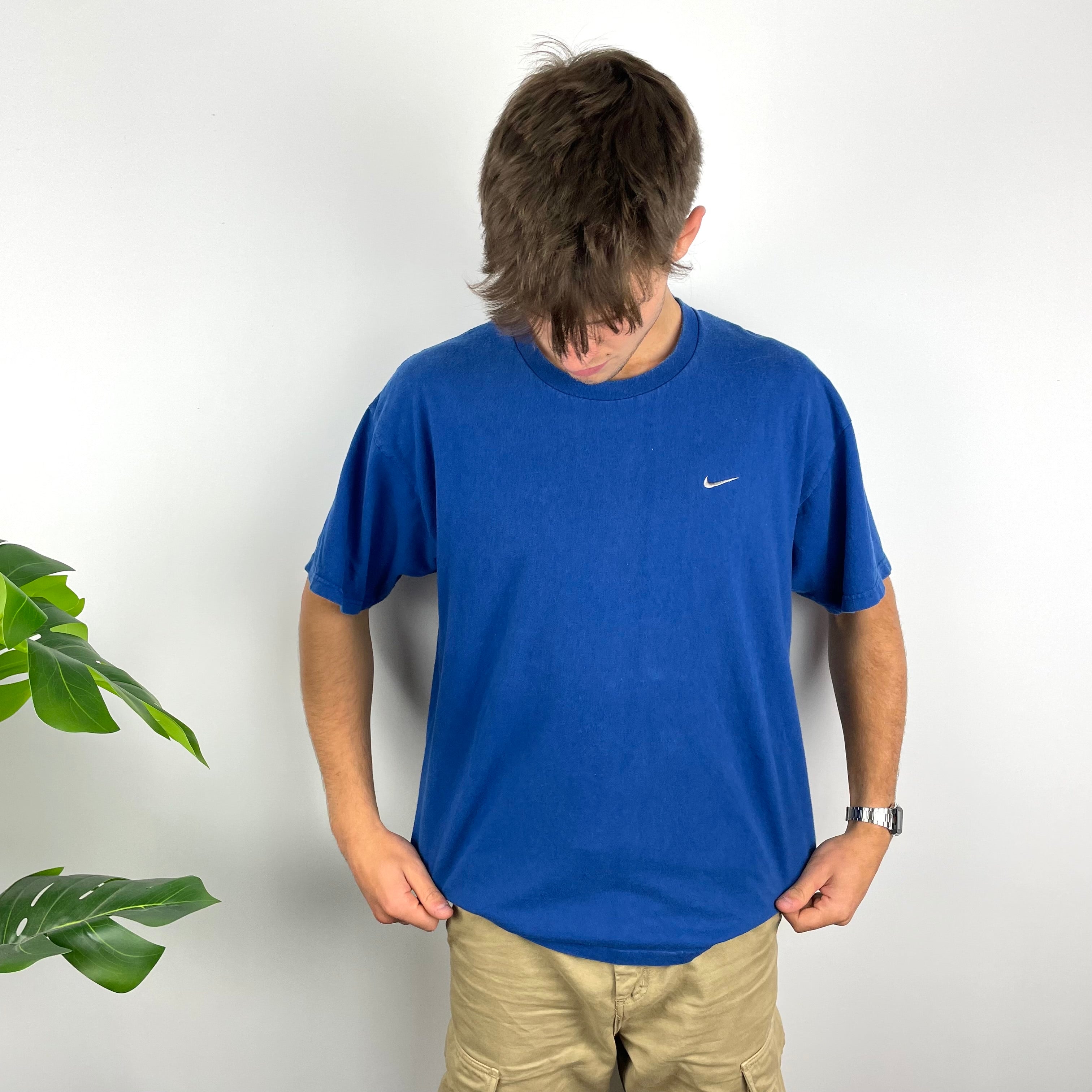 Nike Blue Embroidered Swoosh T Shirt (L)