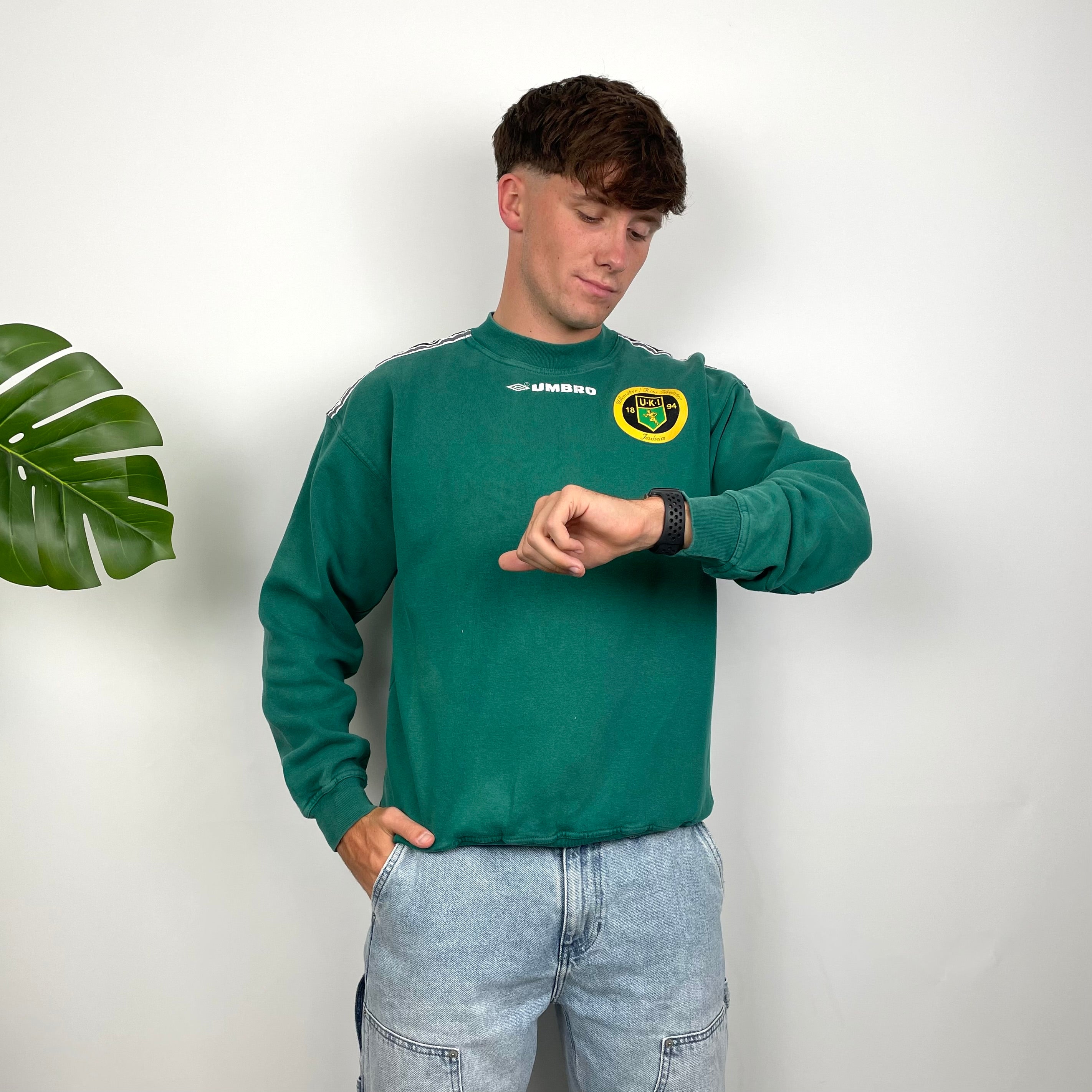 Umbro RARE Green Embroidered Spell Out Sweatshirt (S)