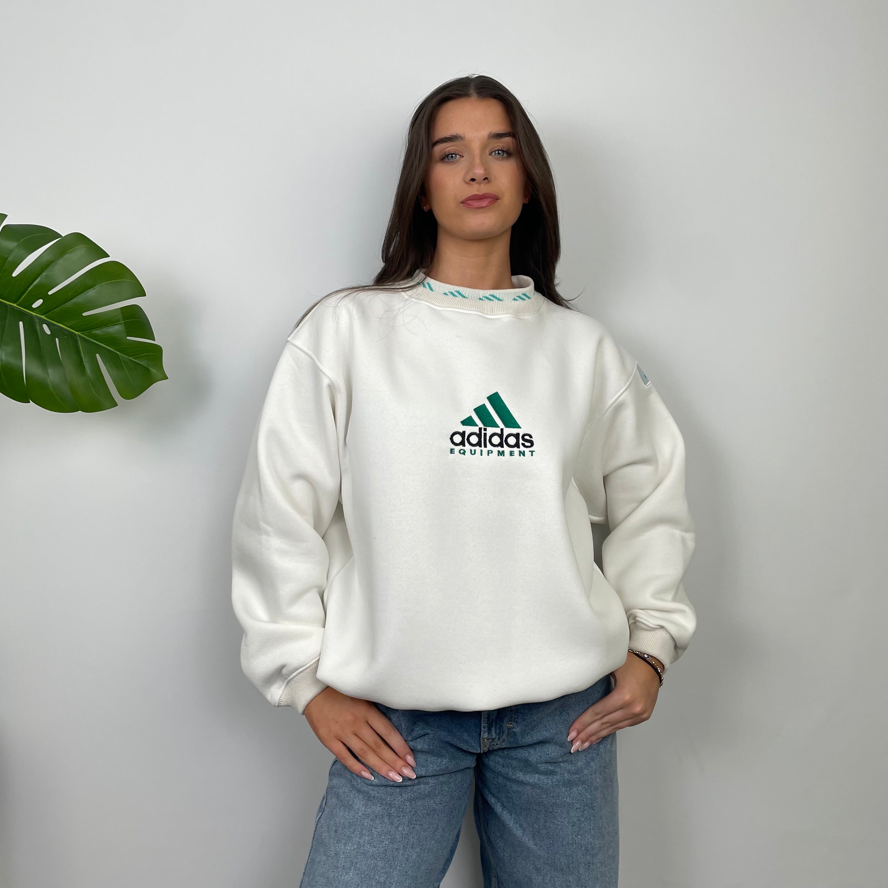 Adidas Equipment White Embroidered Spell Out Sweatshirt (M)