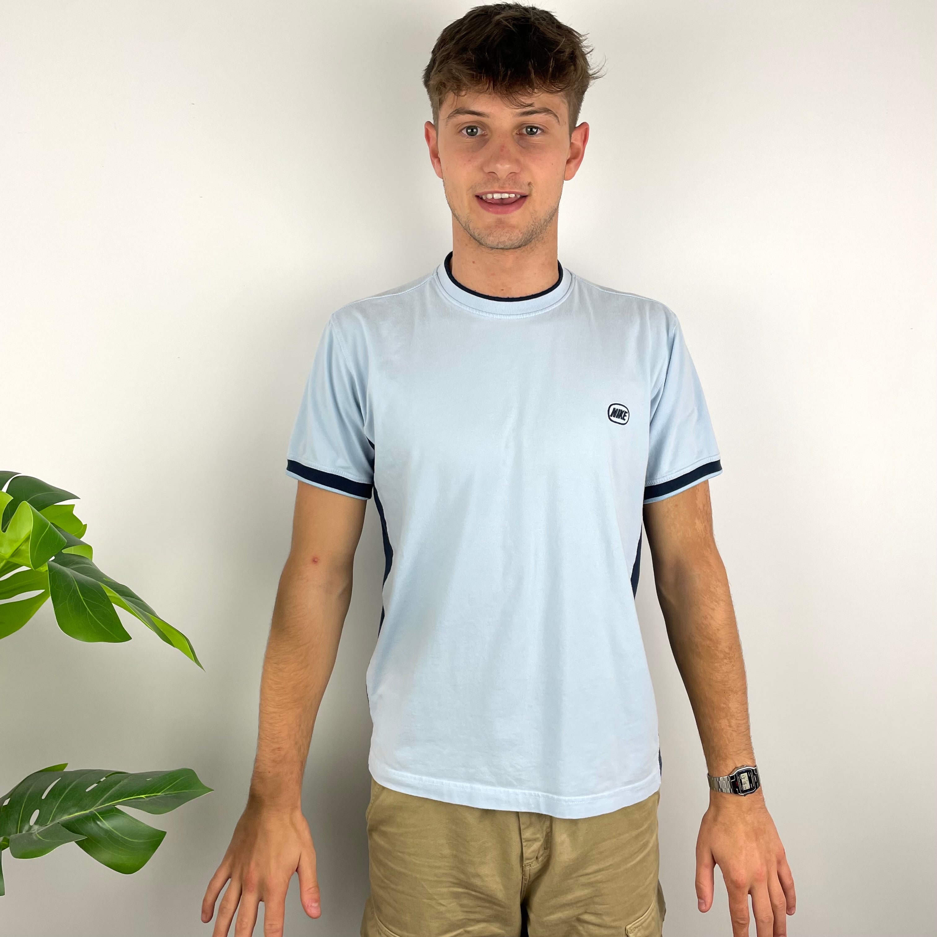 Nike RARE Baby Blue Embroidered Spell Out T Shirt (M)