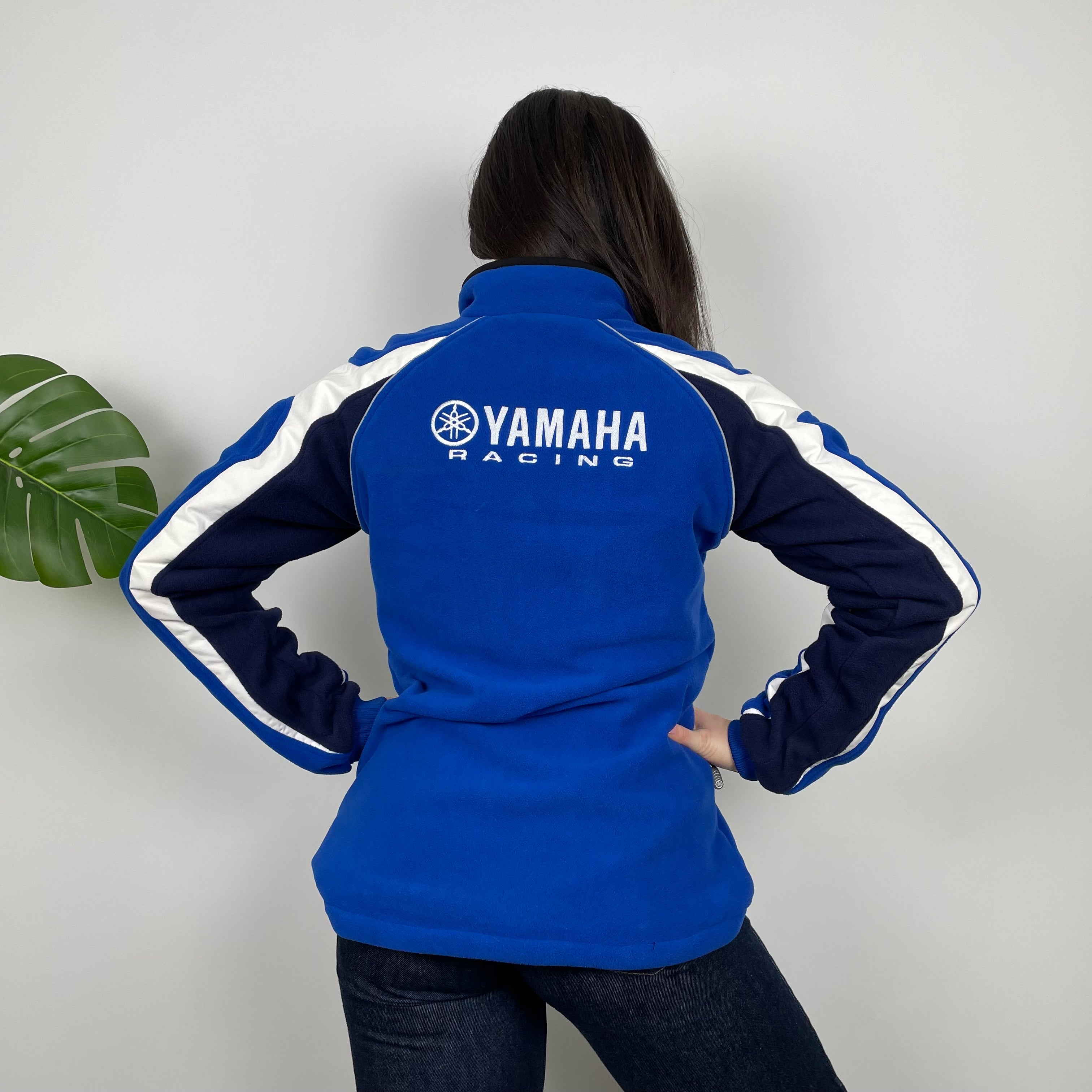 Yamaha Racing Team Blue Embroidered Spell Out Zip Up Hoodie Jacket  (M)