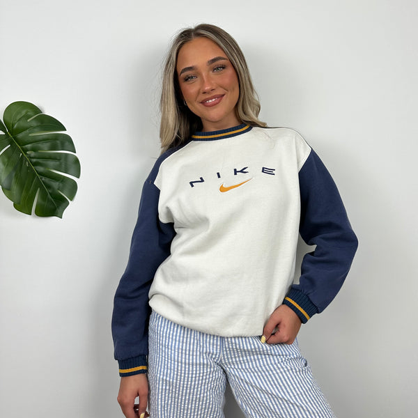 Nike White Embroidered Spell Out Sweatshirt (S)