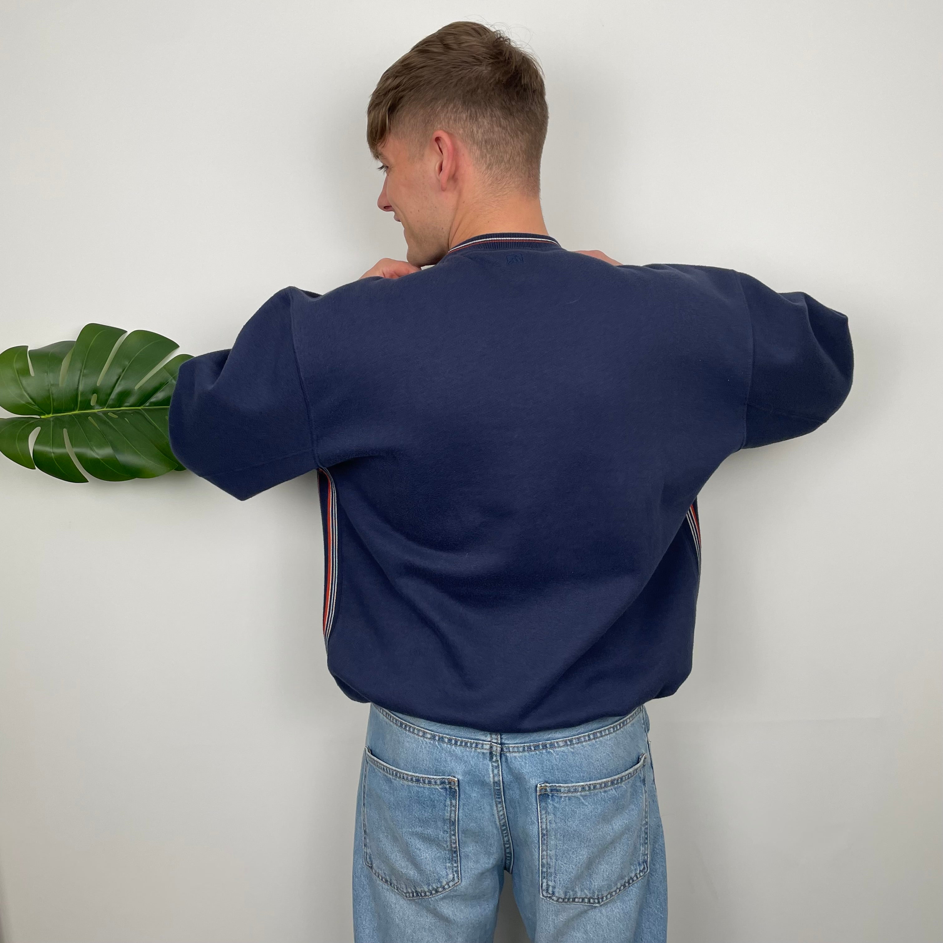 Adidas Navy Embroidered Spell Out Sweatshirt (L)