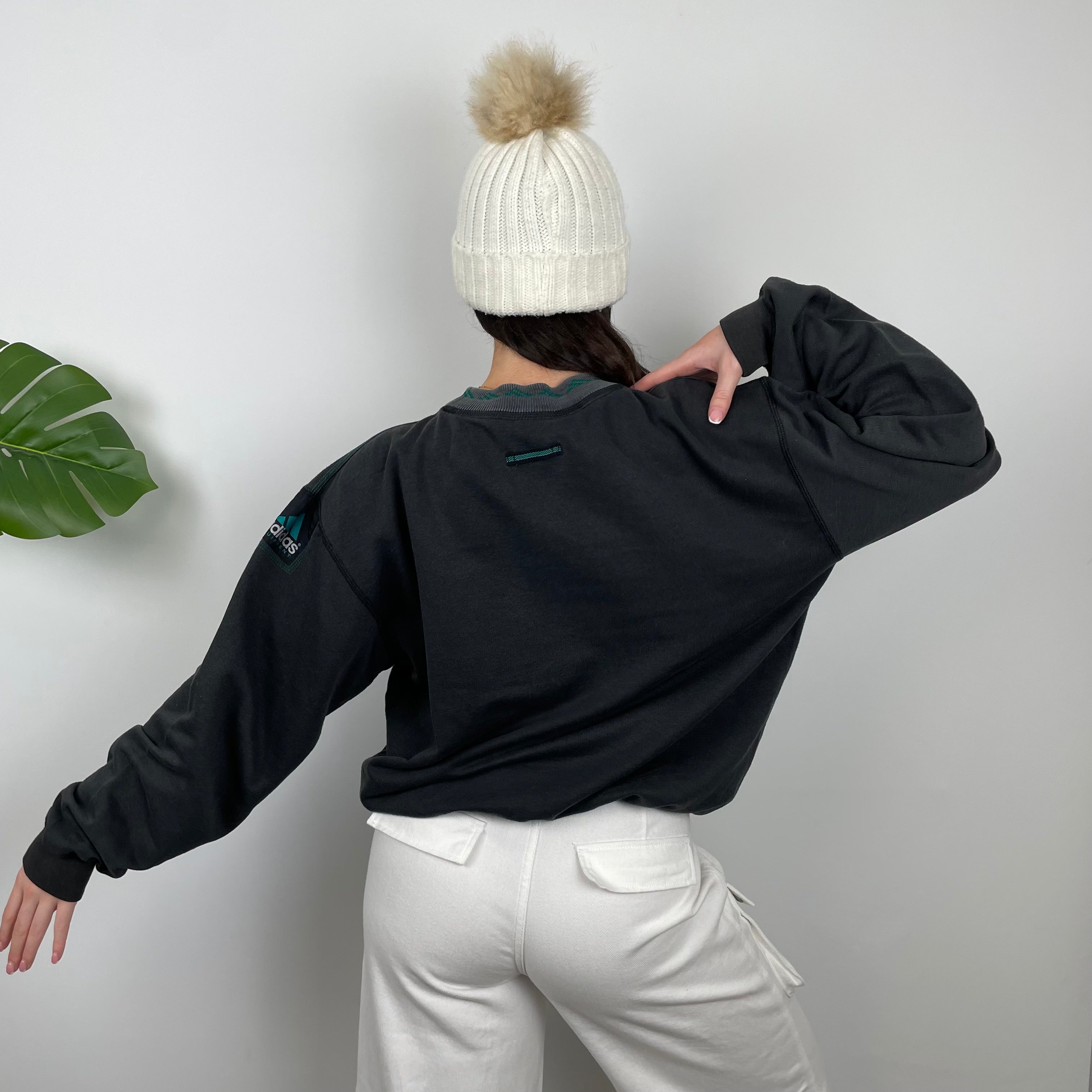 Adidas Equipment Black Embroidered Spell Out Sweatshirt (L)
