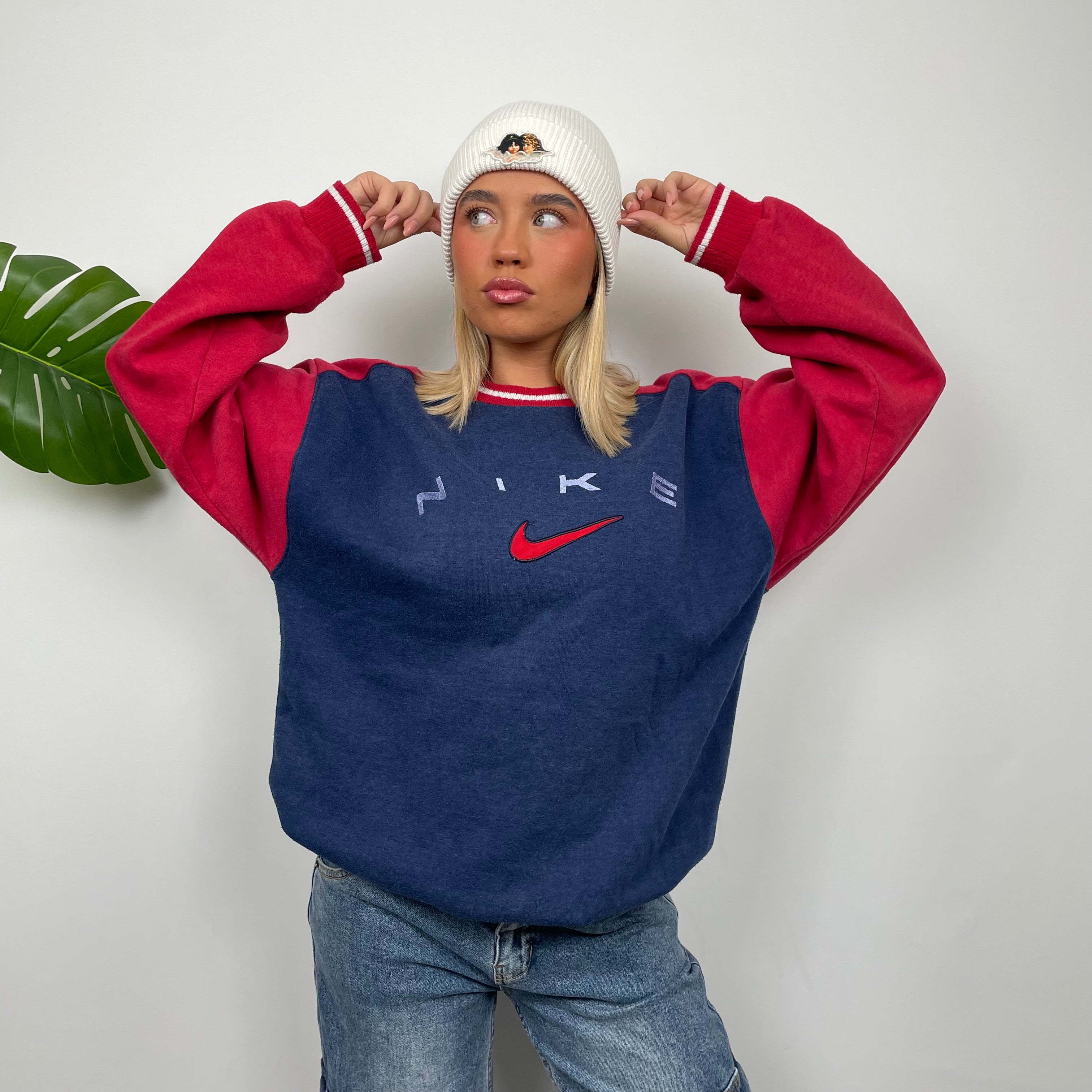 Nike Navy Embroidered Spell Out Sweatshirt (L)