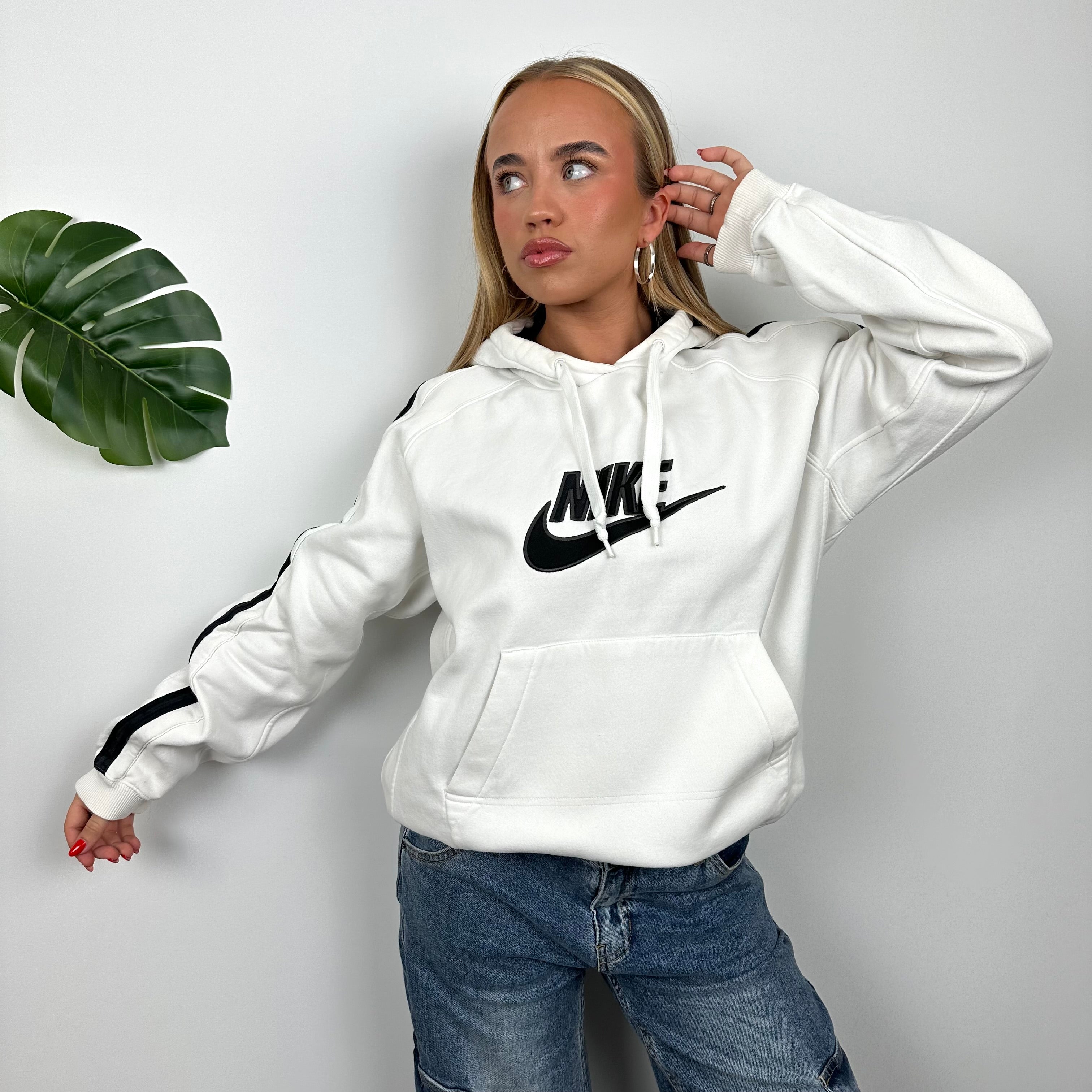 Nike RARE White Embroidered Spell out Hoodie (L)