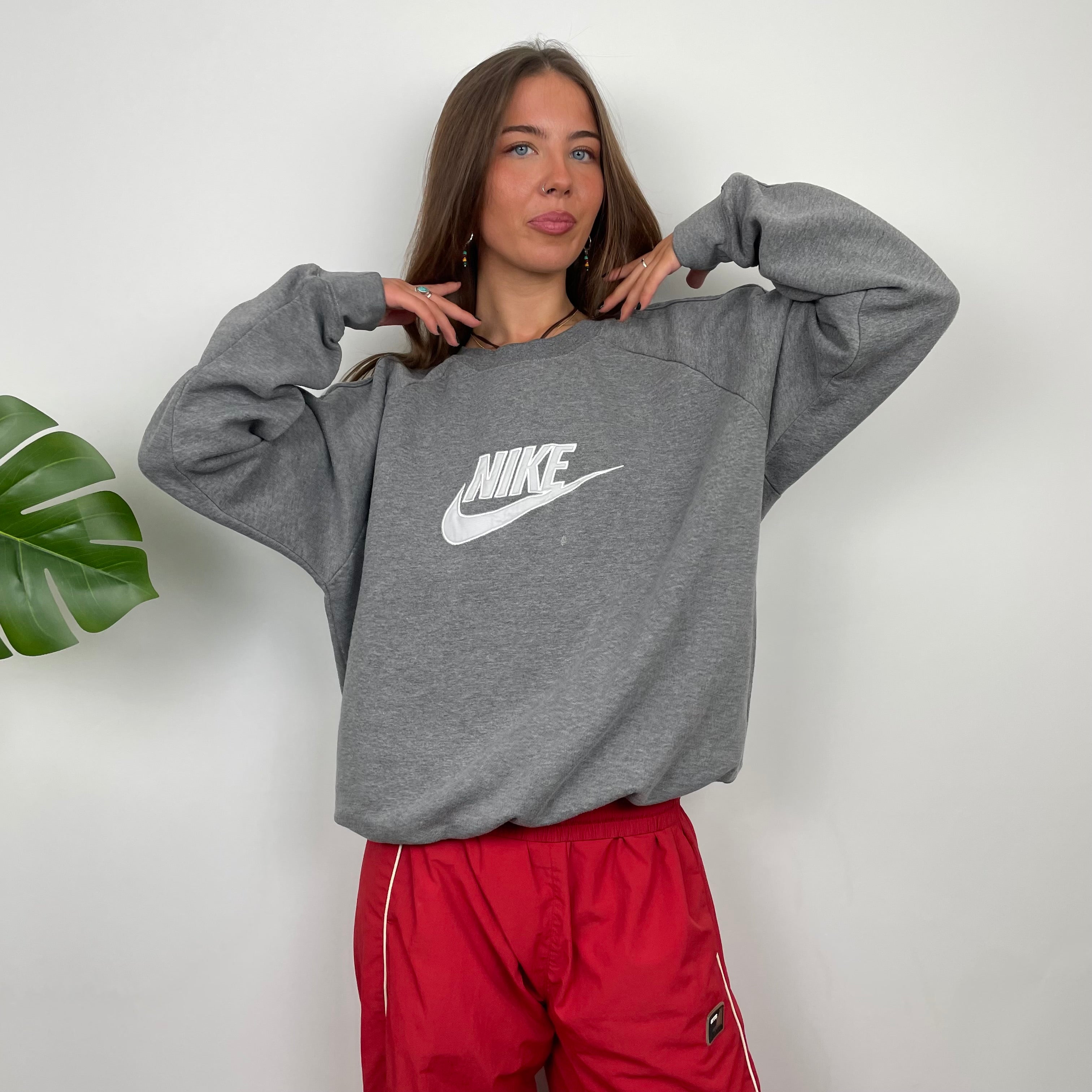 Nike Grey Embroidered Spell Out Sweatshirt (M)