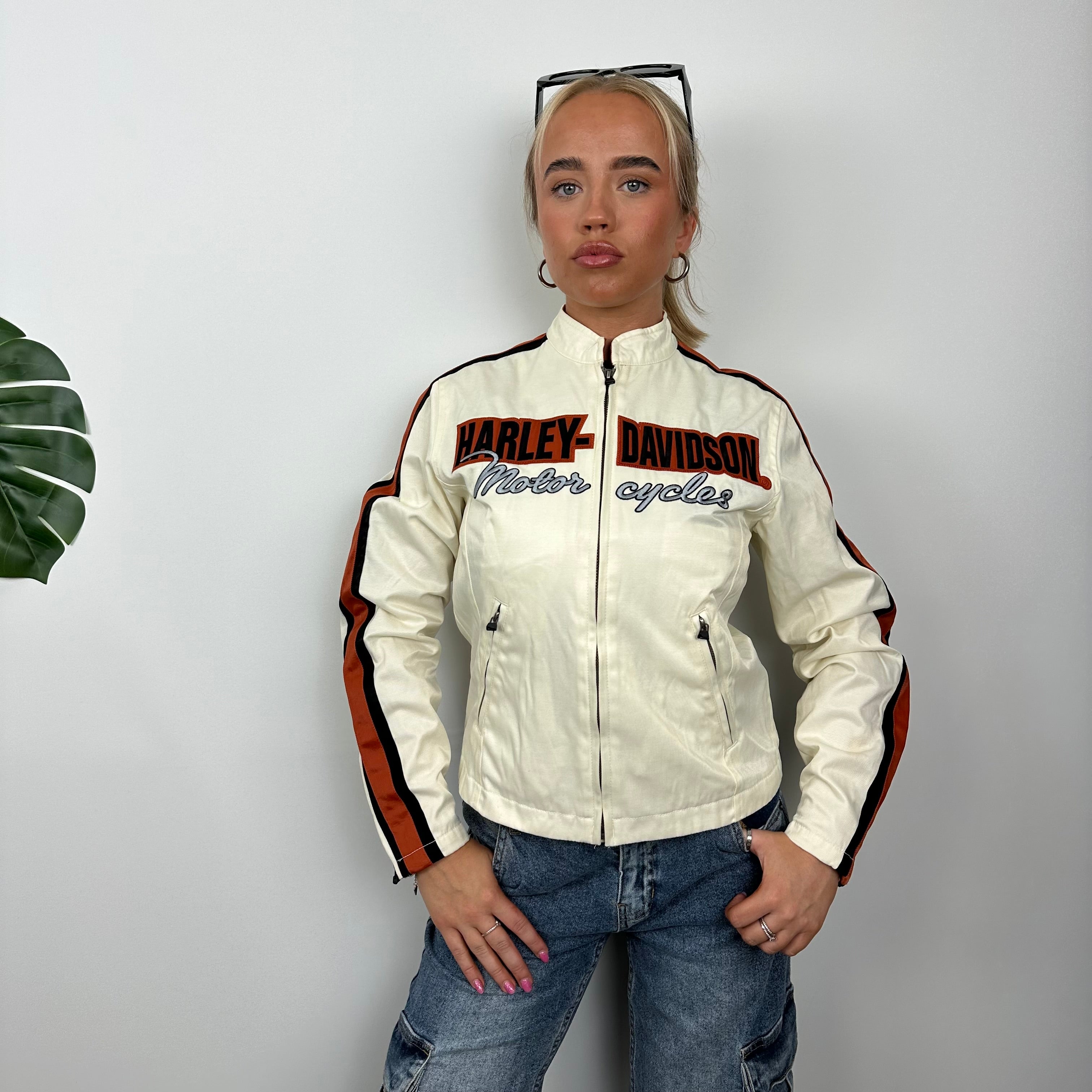 Harley Davidson Cream Embroidered Spell Out Jacket (S)