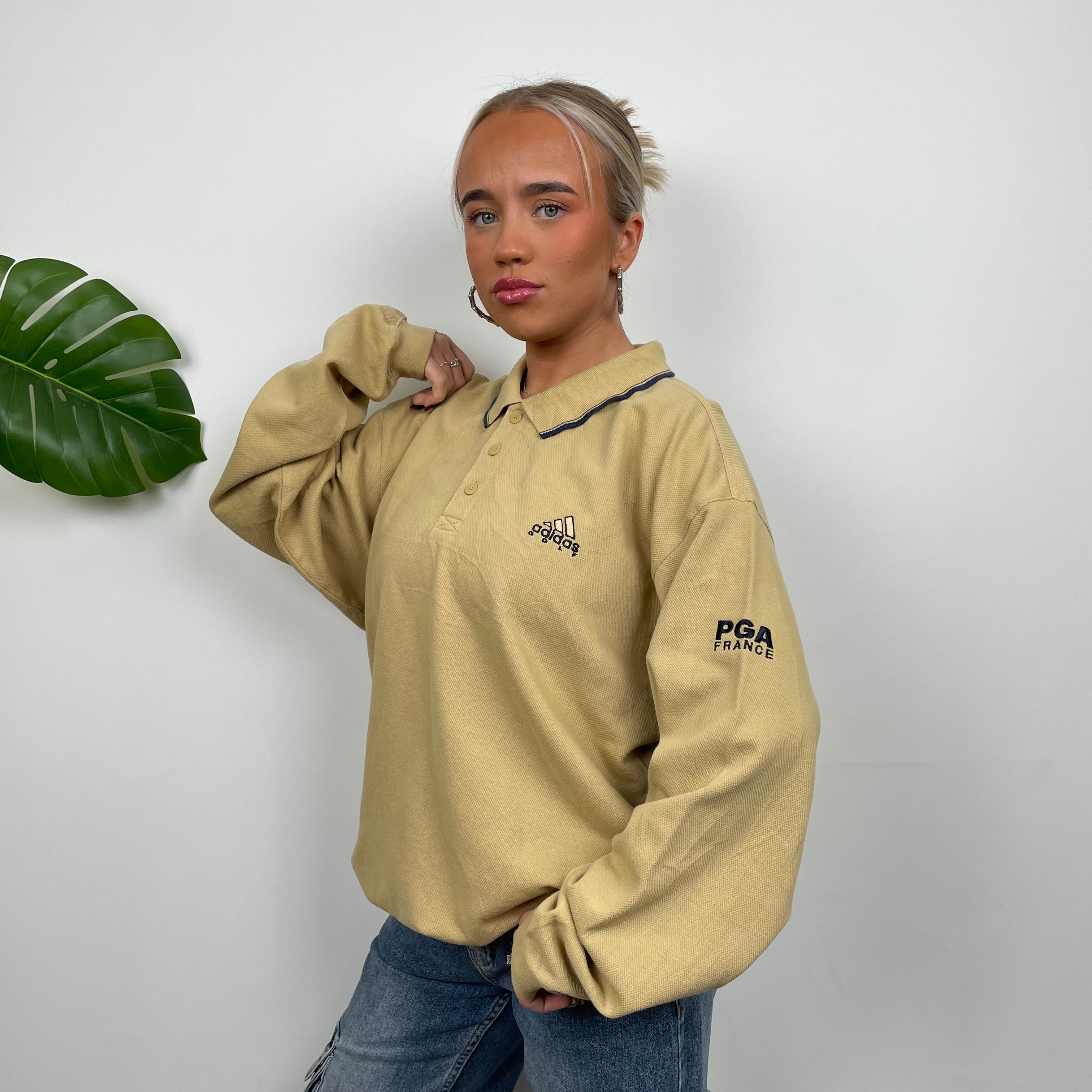 Adidas Golf RARE Tan Embroidered Spell Out Sweatshirt (L)