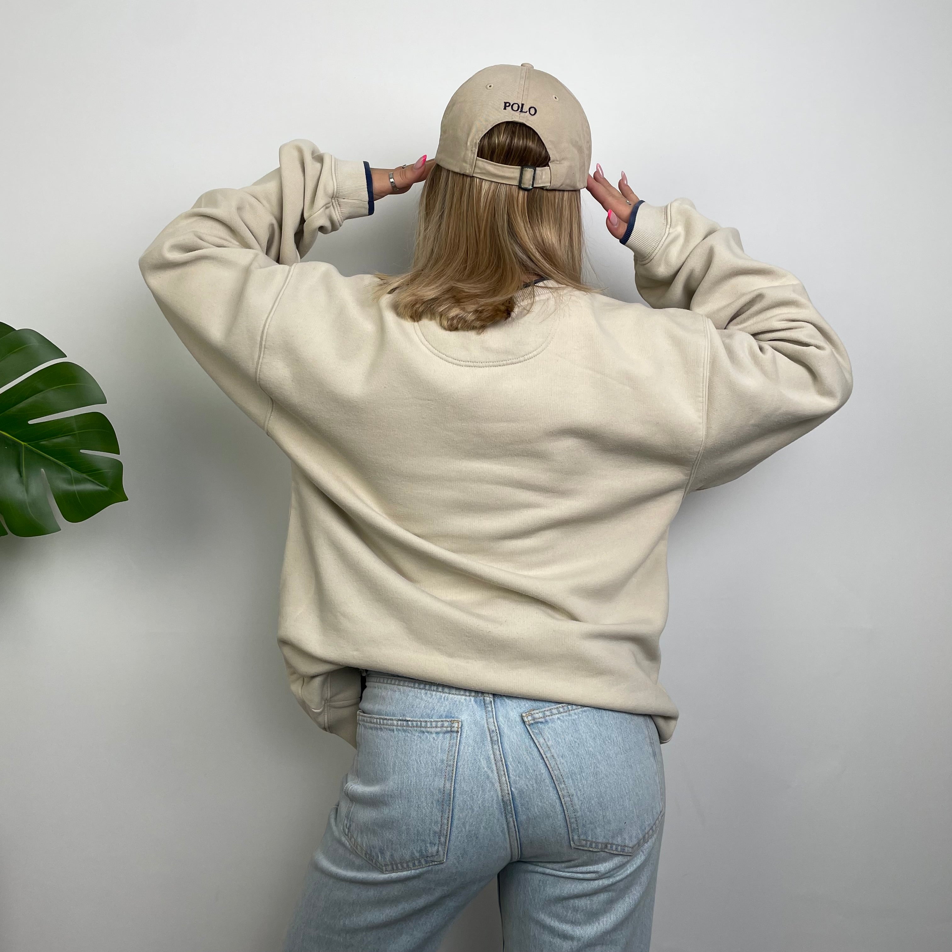 Nike Cream Embroidered Swoosh Sweatshirt (L)