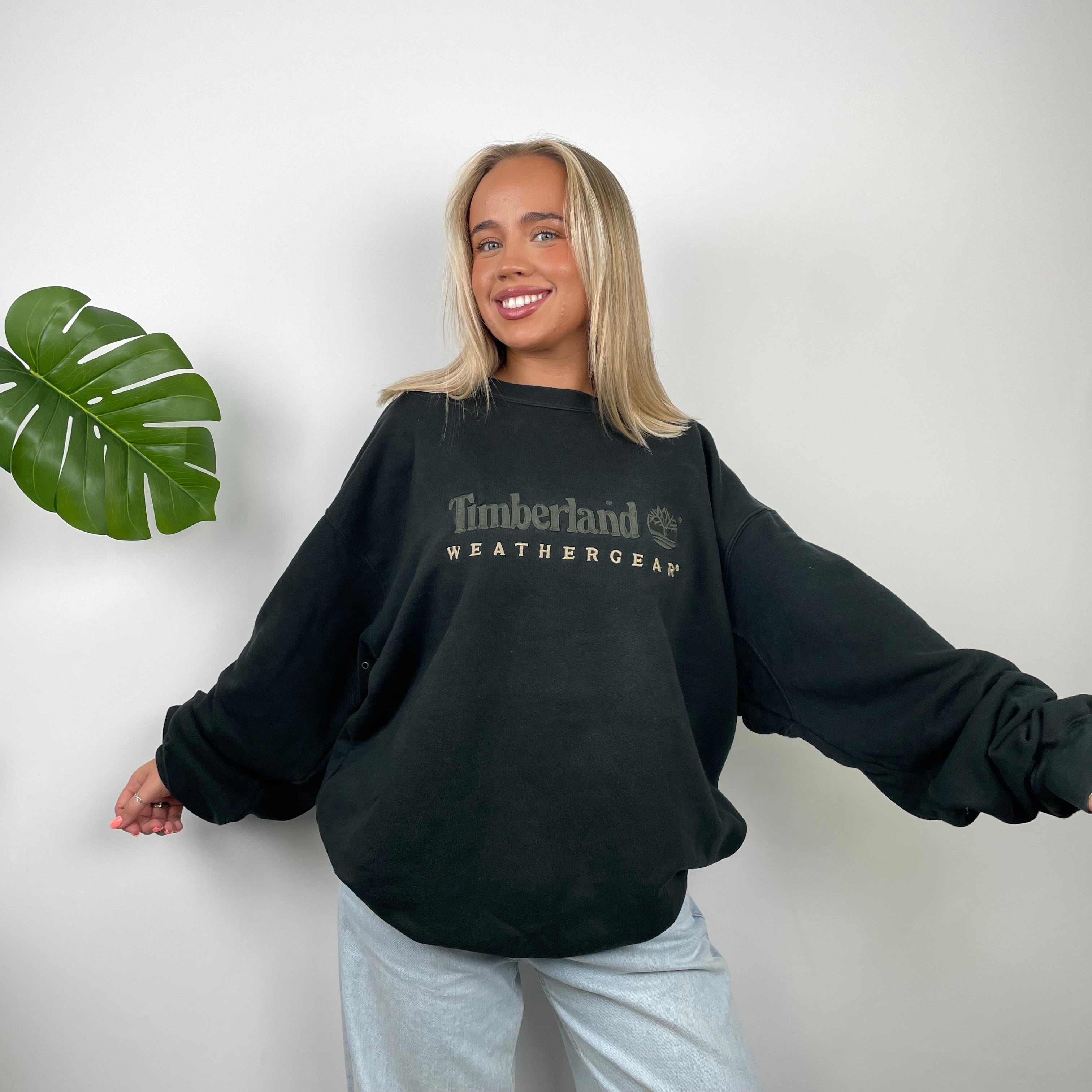 Timberland Black Embroidered Spell Out Sweatshirt (XL)