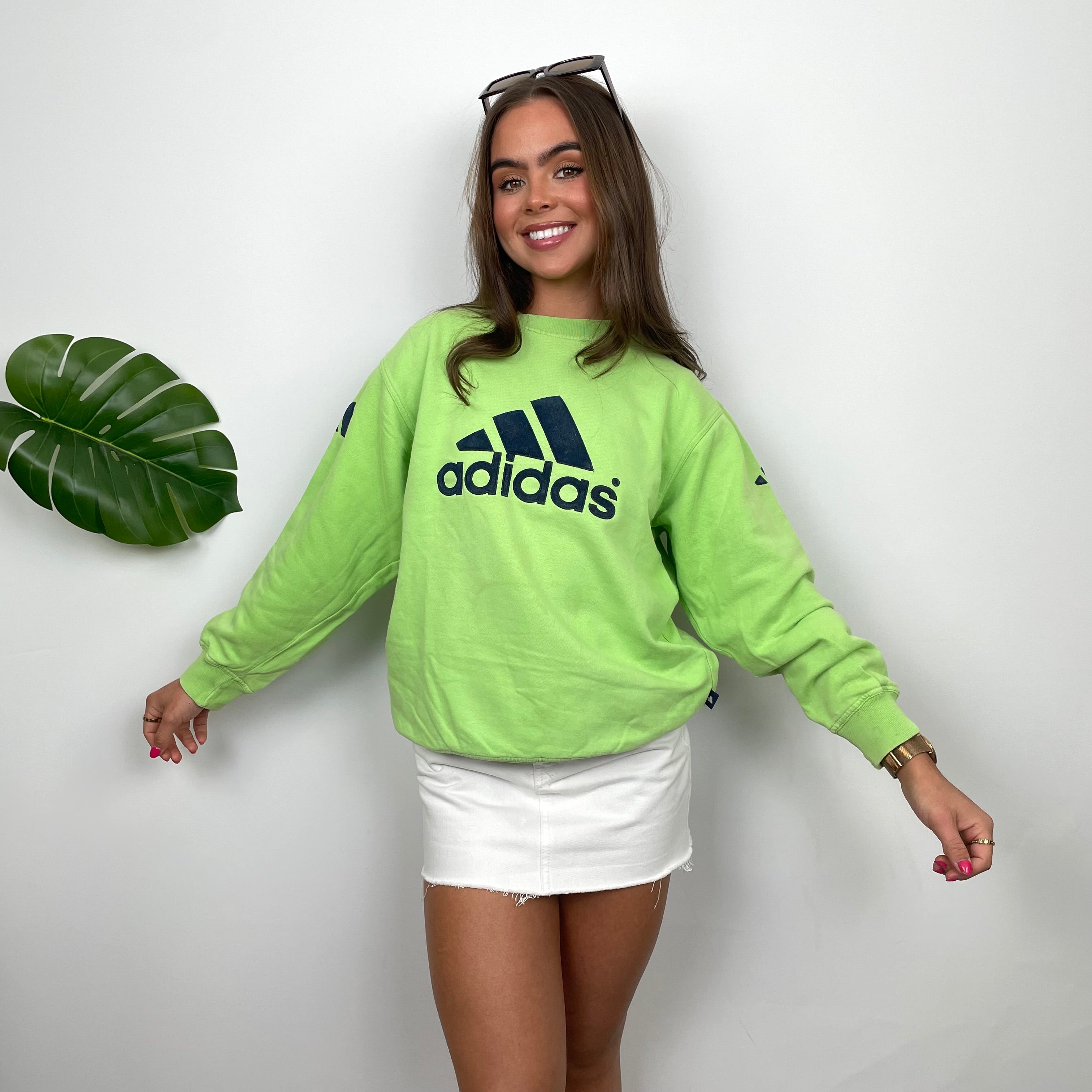 Adidas RARE Green Embroidered Spell Out Sweatshirt (S)