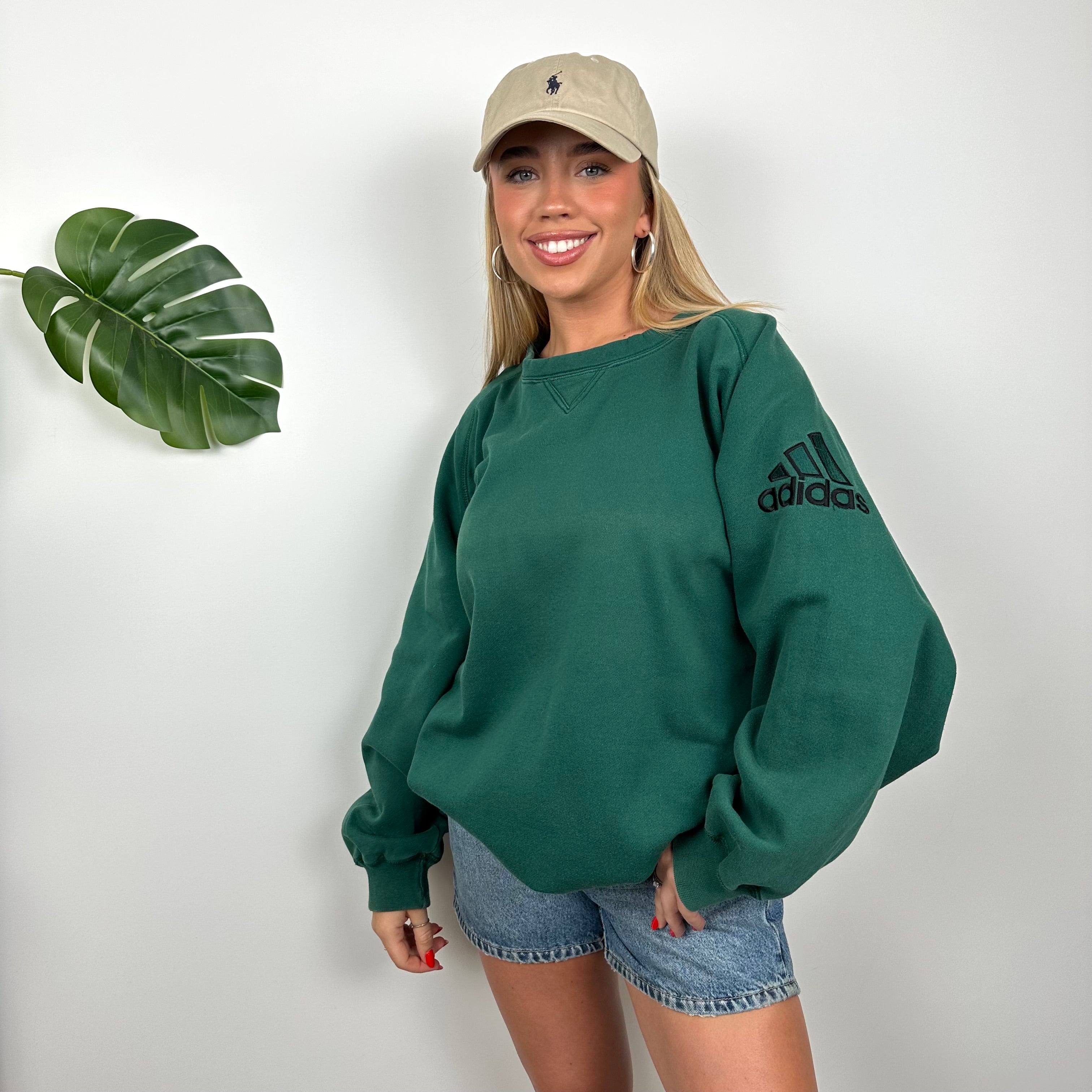 Adidas Green Embroidered Spell Out Sweatshirt (XXL)