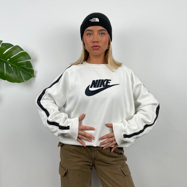 Nike White Embroidered Spell Out Sweatshirt (M)