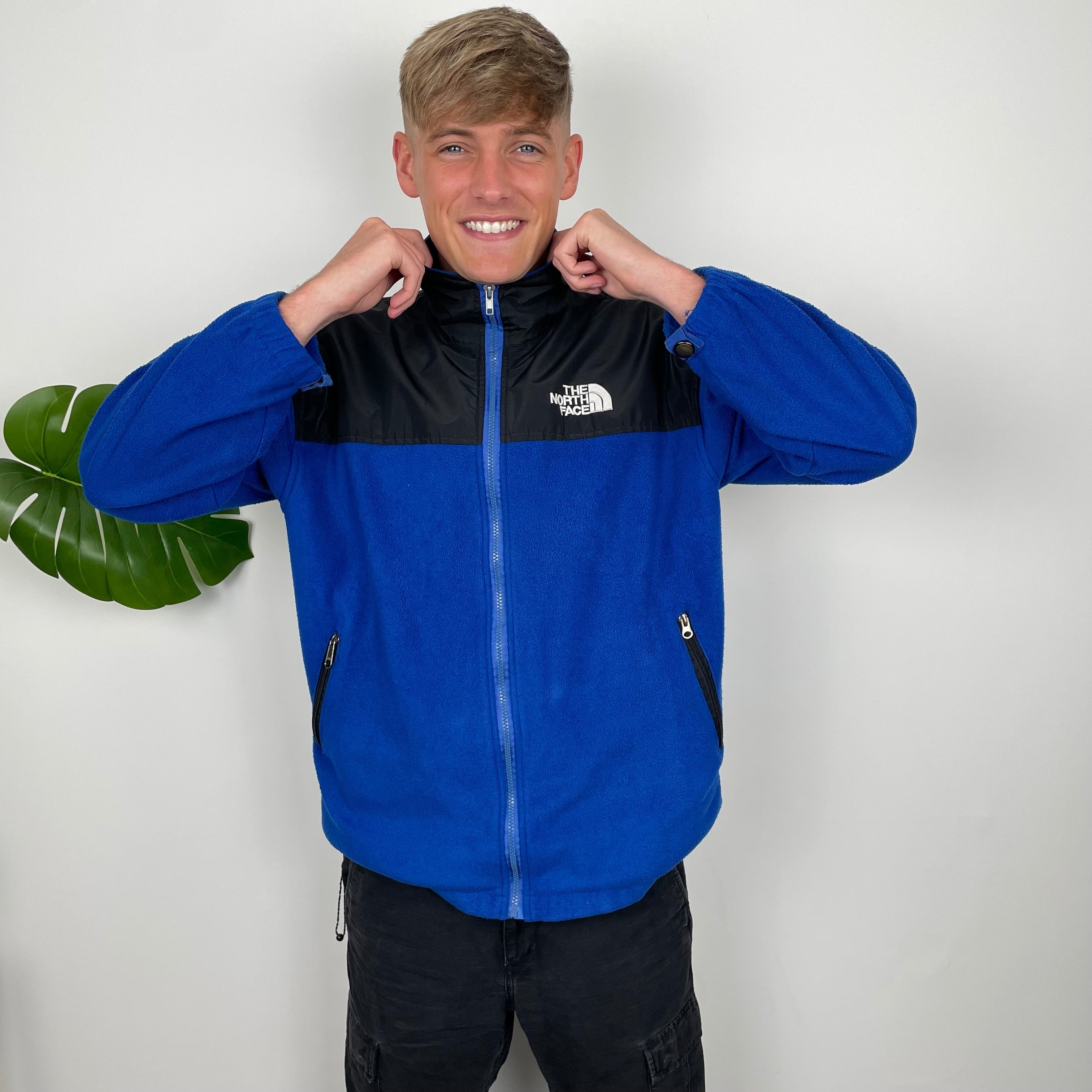 North Face Blue Denali Teddy Bear Fleece Zip Up Jacket (XL)