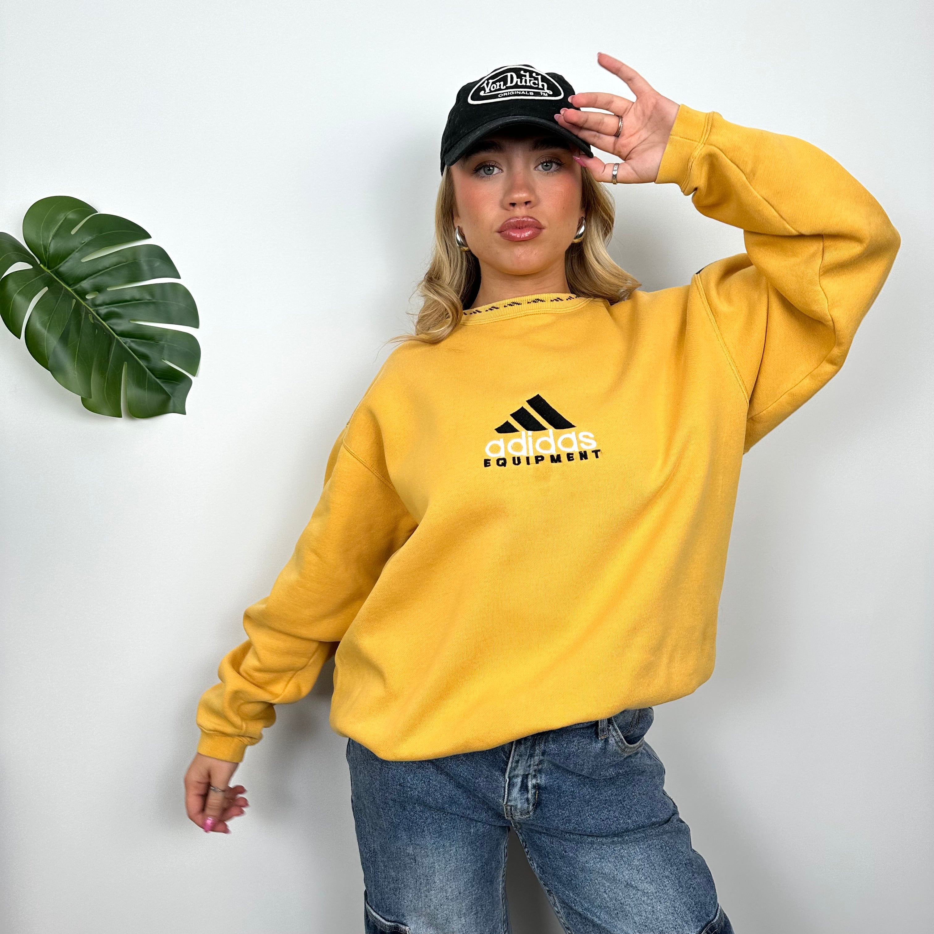 Adidas Equipment Yellow Embroidered Spell Out Sweatshirt (M)