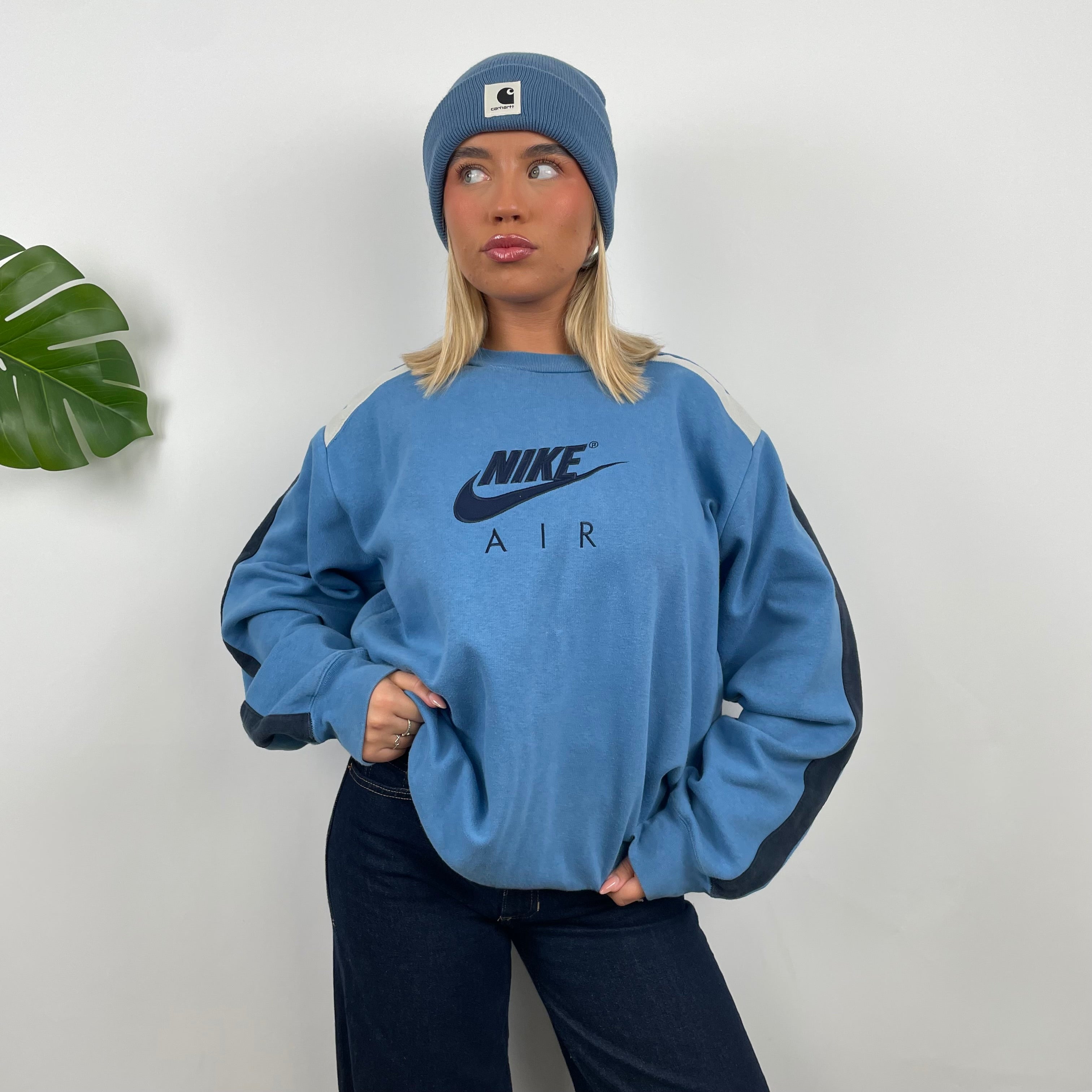 Nike Baby Blue Embroidered Spell Out Sweatshirt (L)