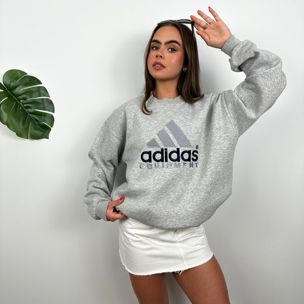 Adidas Equipment Grey Embroidered Spell Out Sweatshirt (L)