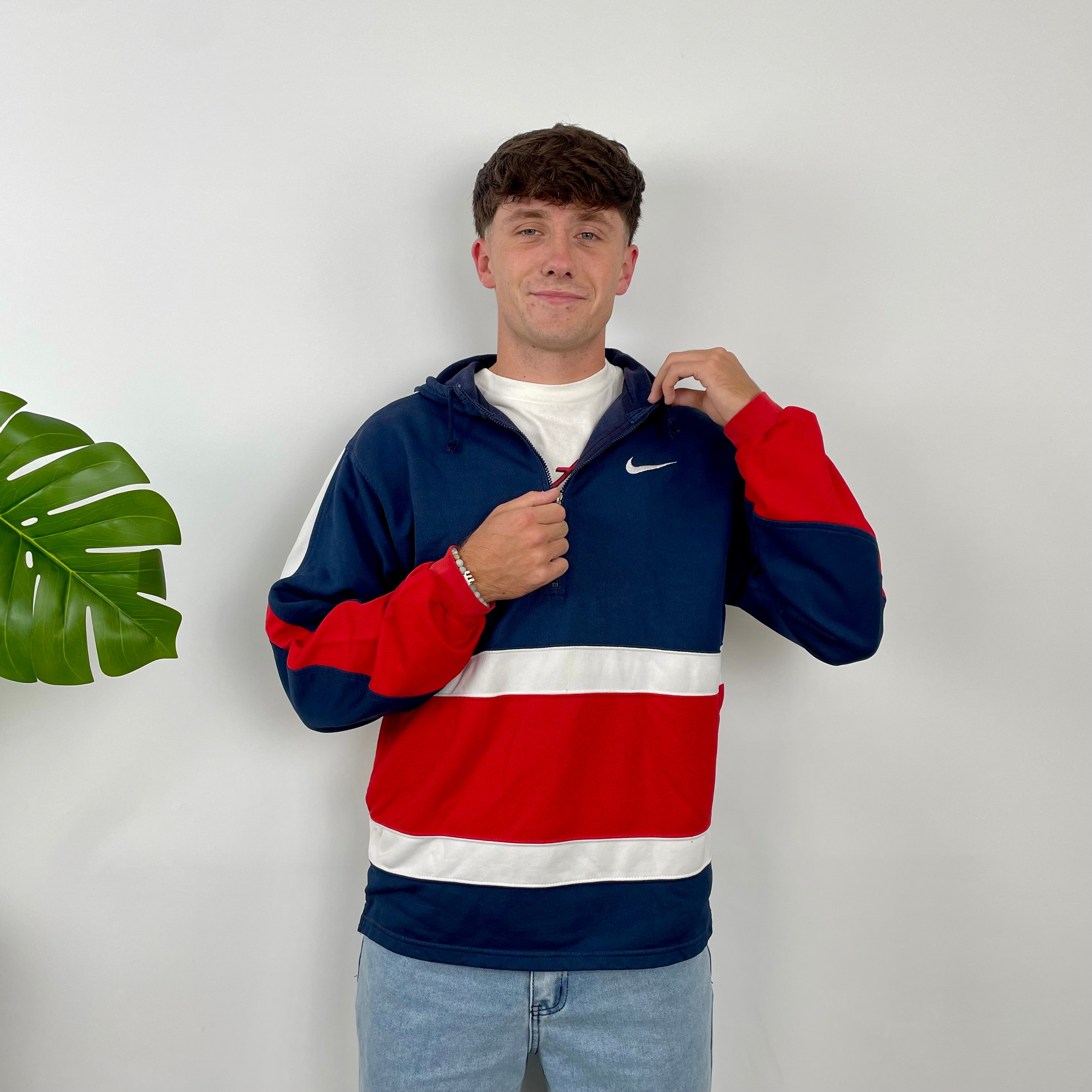 Nike Navy Embroidered Spell Out Quarter Zip (L)