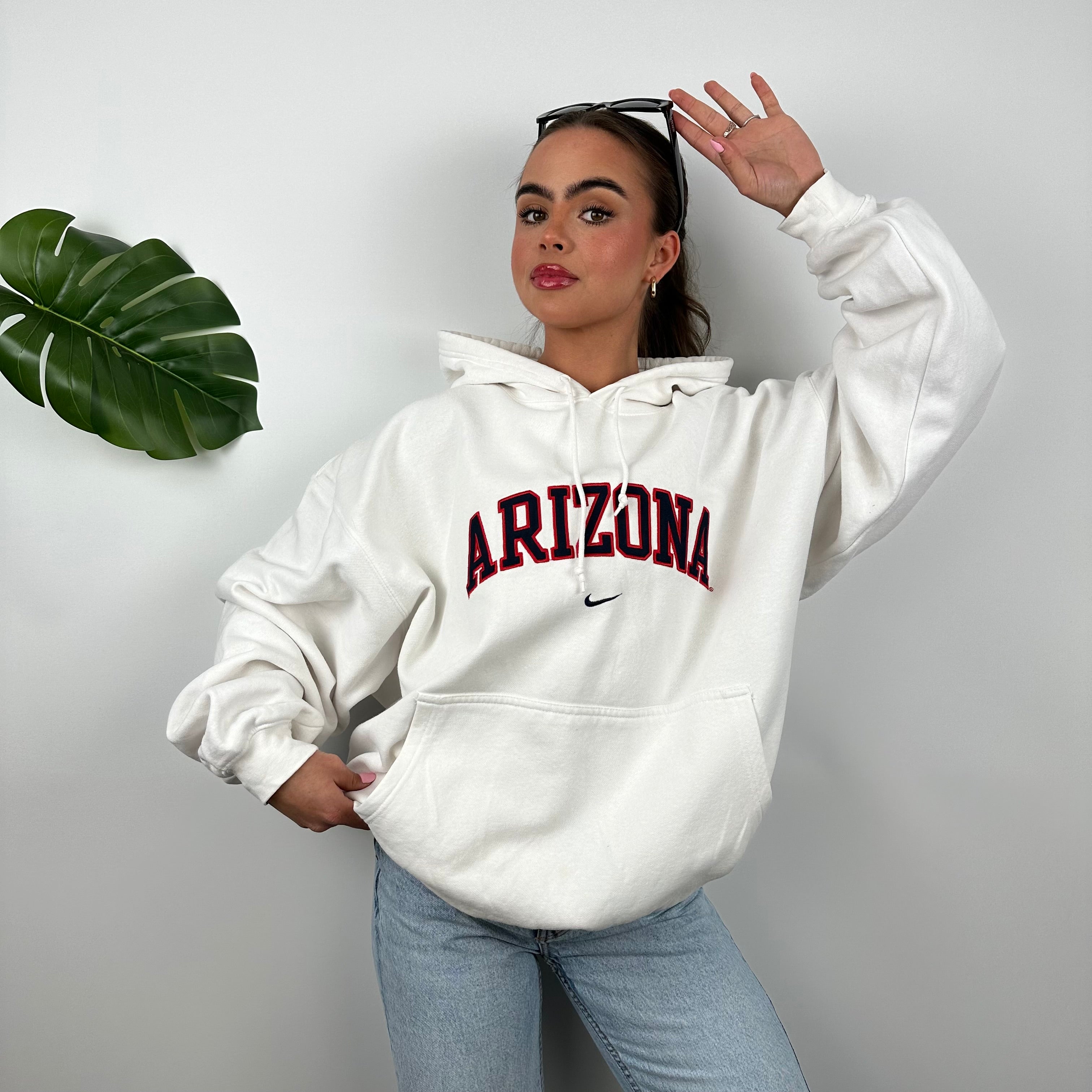 Nike x Arizona White Embroidered Spell Out Hoodie (XXL)