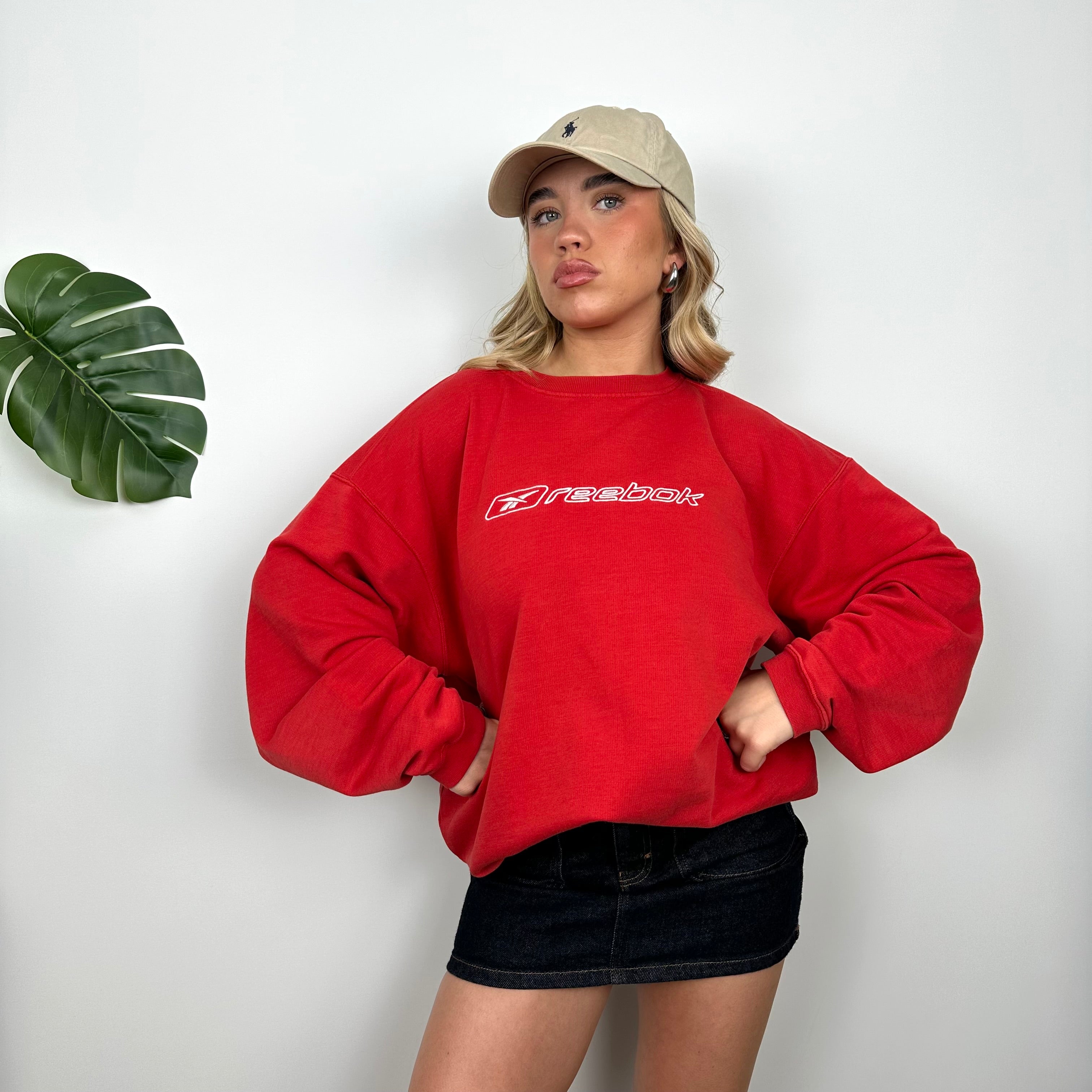 Reebok RARE Red Embroidered Spell Out Sweatshirt (M)