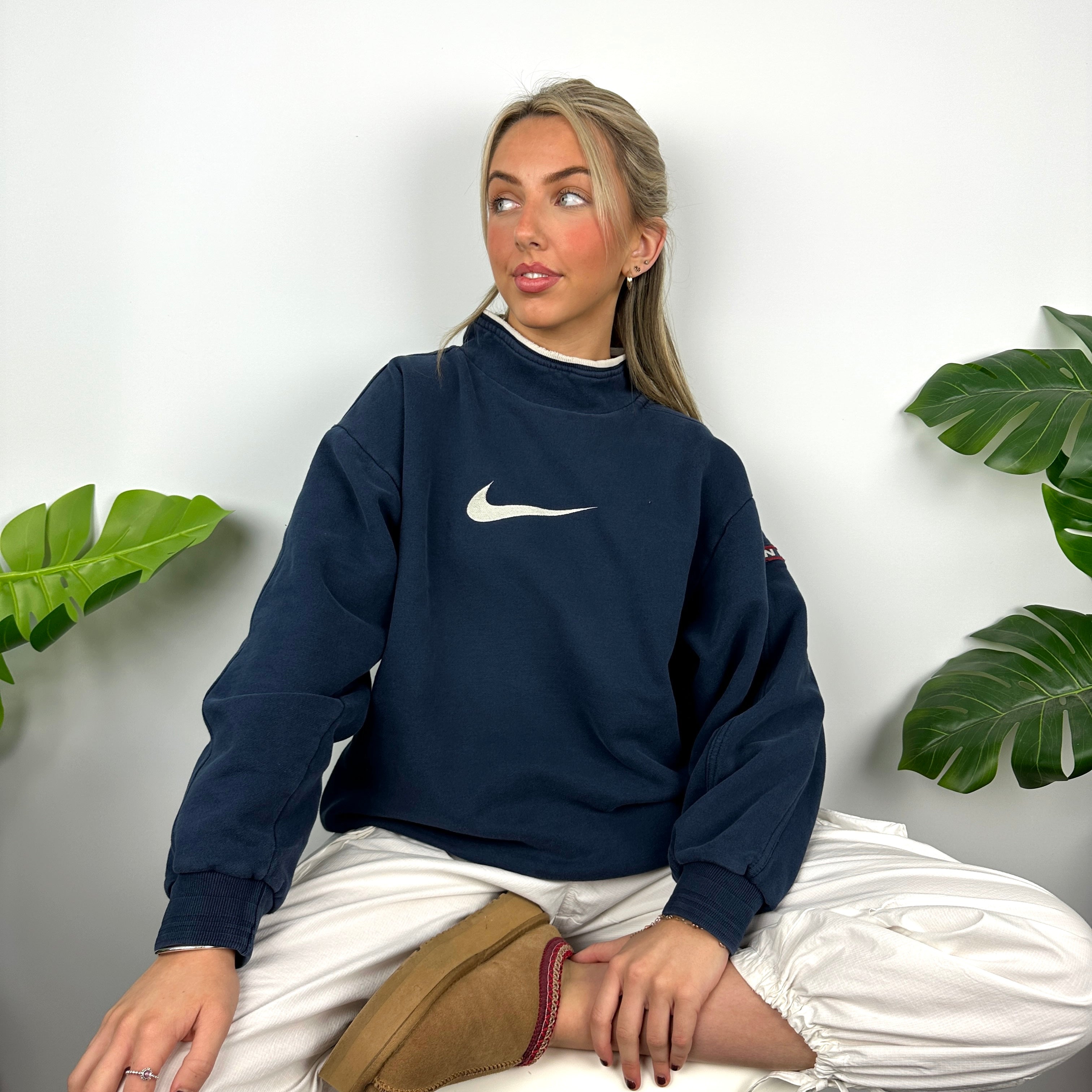 Nike Navy Embroidered Swoosh Sweatshirt (M)