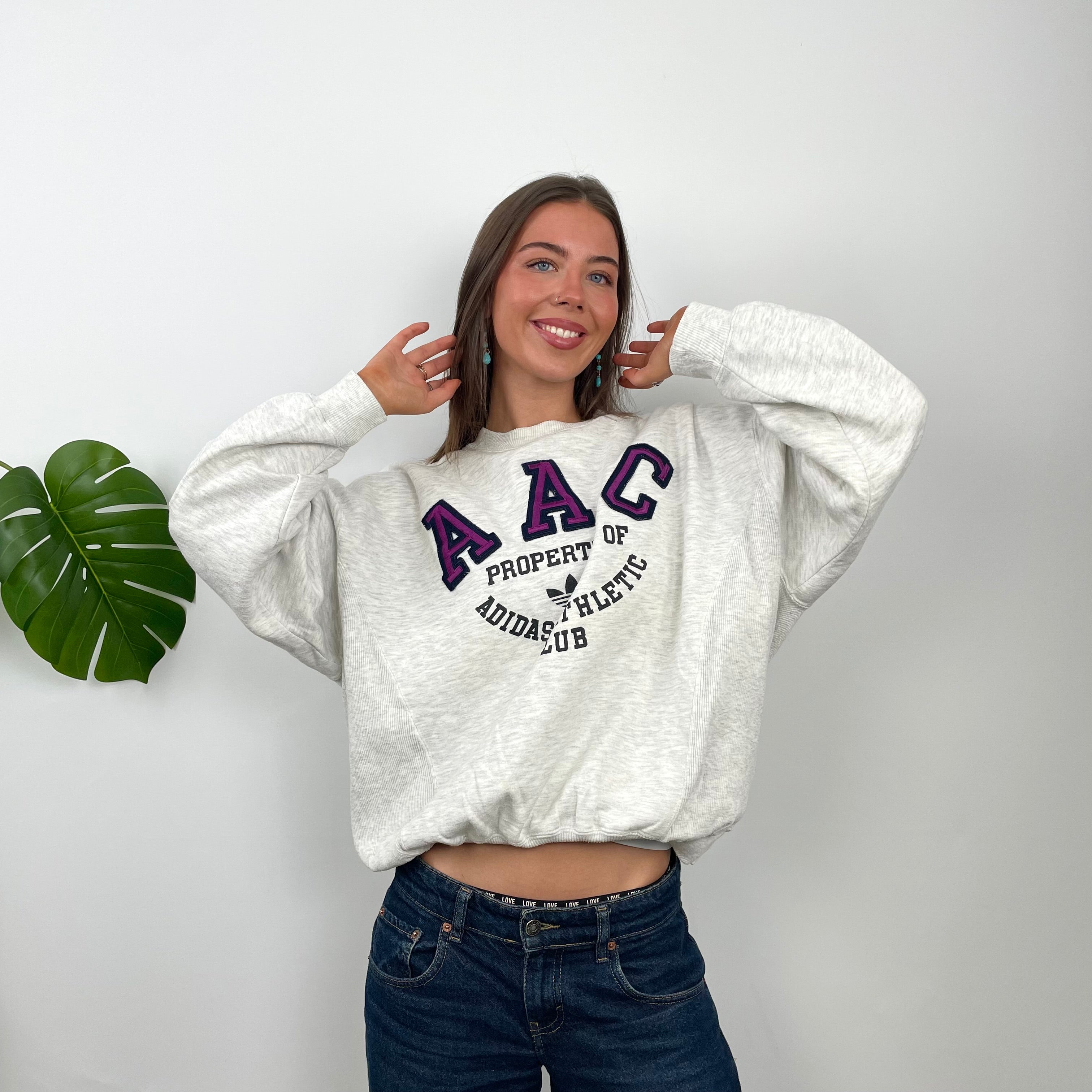 Adidas Athletic Club Grey Embroidered Spell Out Sweatshirt (S)