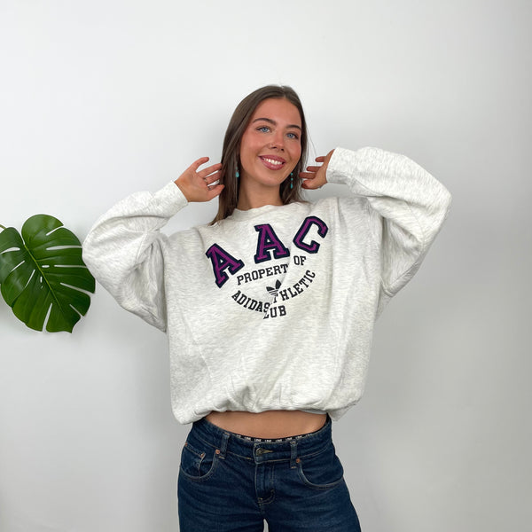Adidas Athletic Club Grey Embroidered Spell Out Sweatshirt (S)
