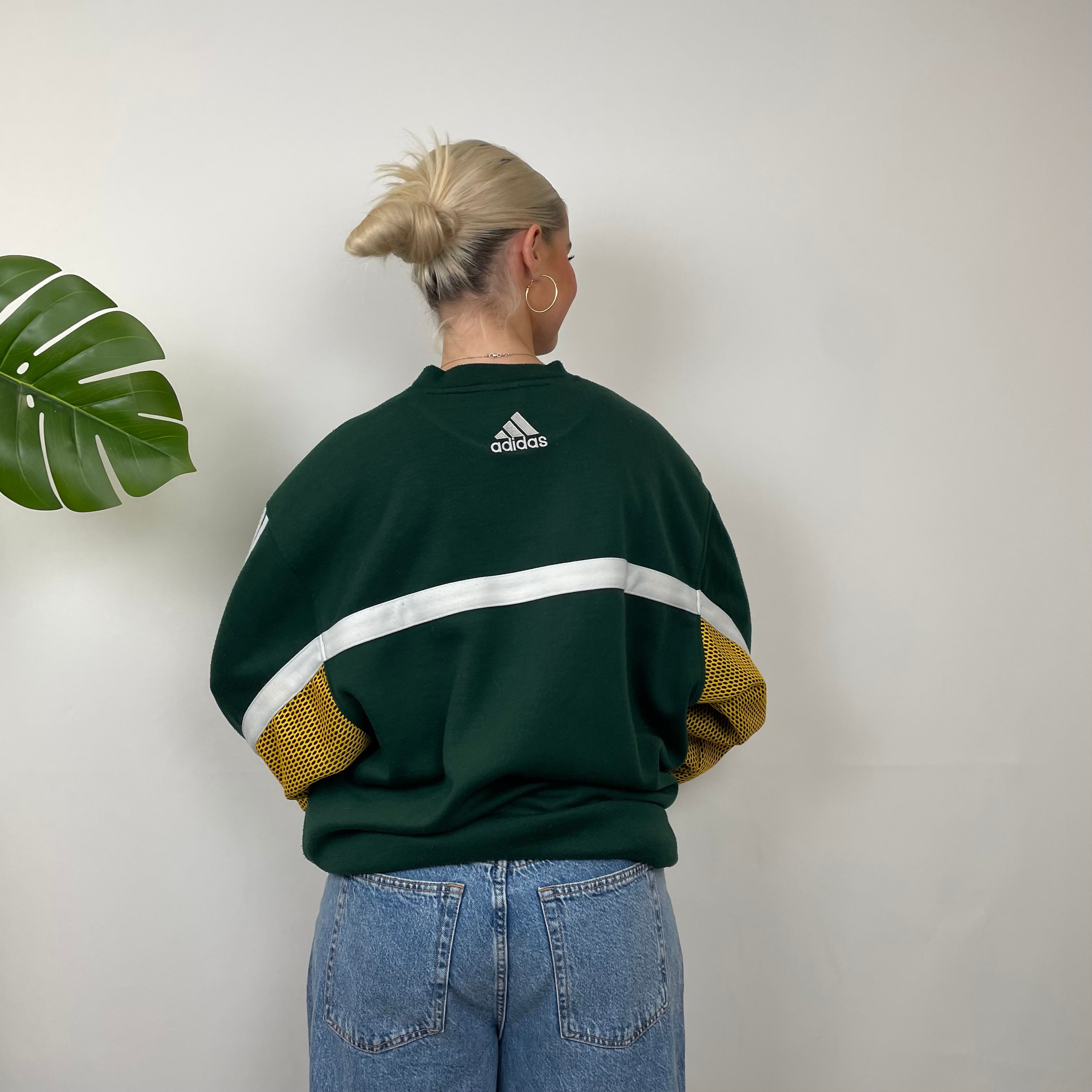 Adidas RARE Green Embroidered Spell Out Sweatshirt (XXL)