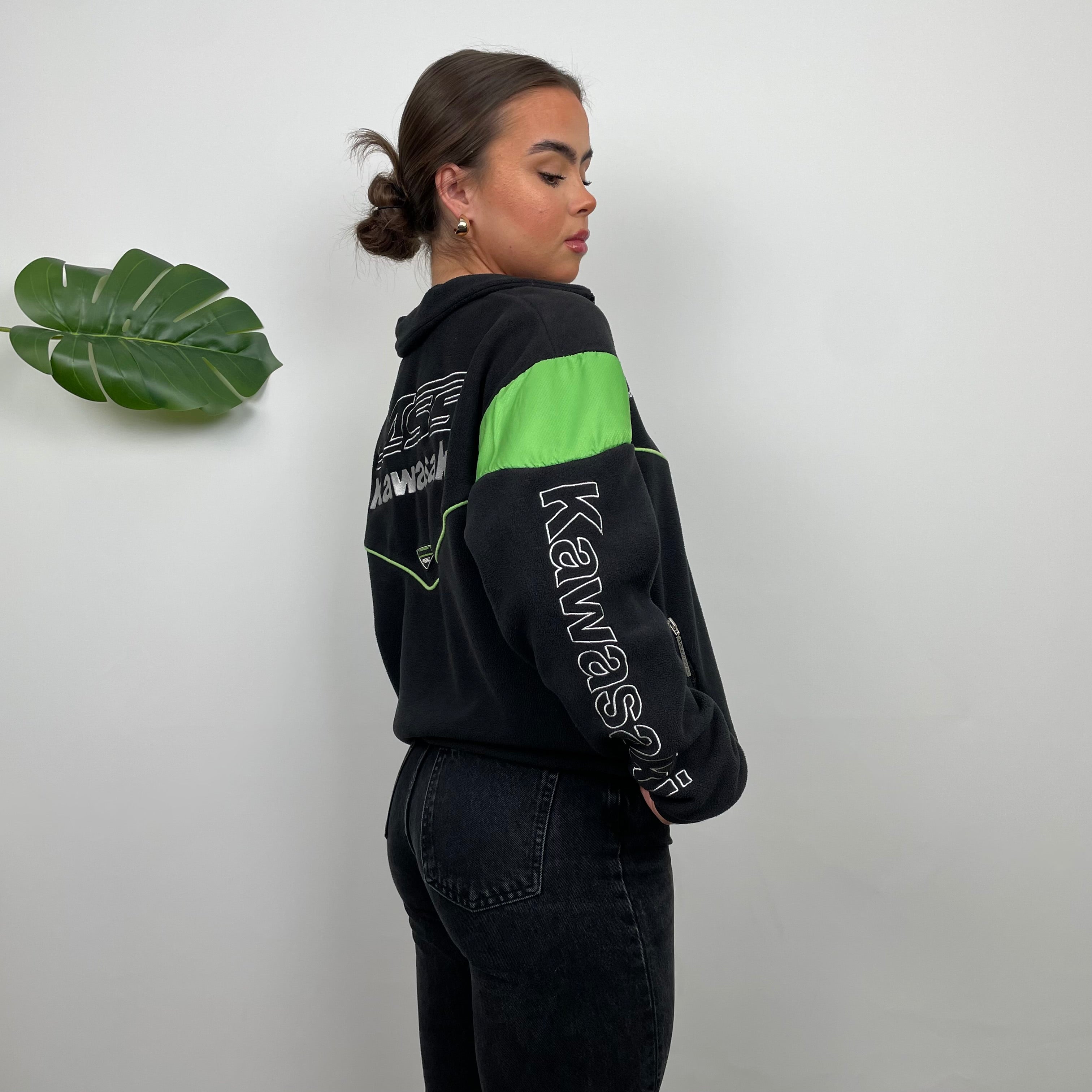 Kawasaki Racing RARE Black Embroidered Spell Out Zip Up (S)