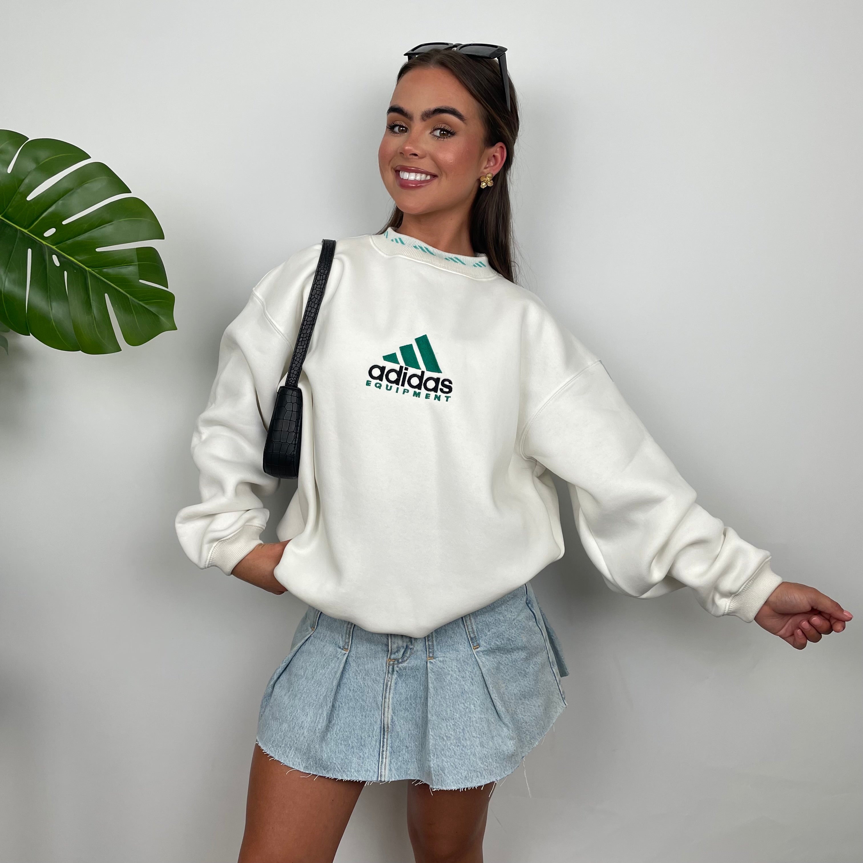 Adidas Equipment White Embroidered Spell Out Sweatshirt (M)