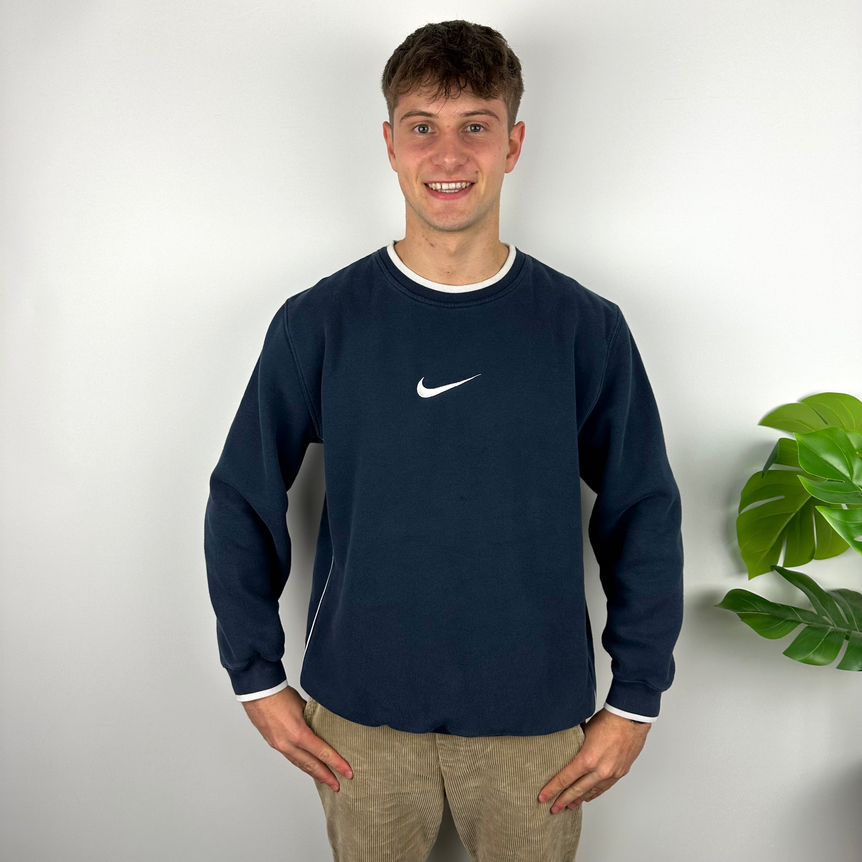 Nike Navy Embroidered Swoosh Sweatshirt (L)