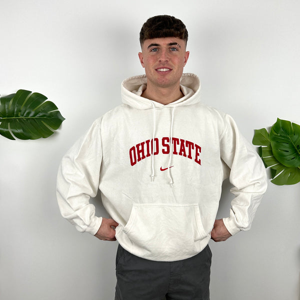 Nike x Ohio State White Embroidered Spell Out Hoodie (XL)