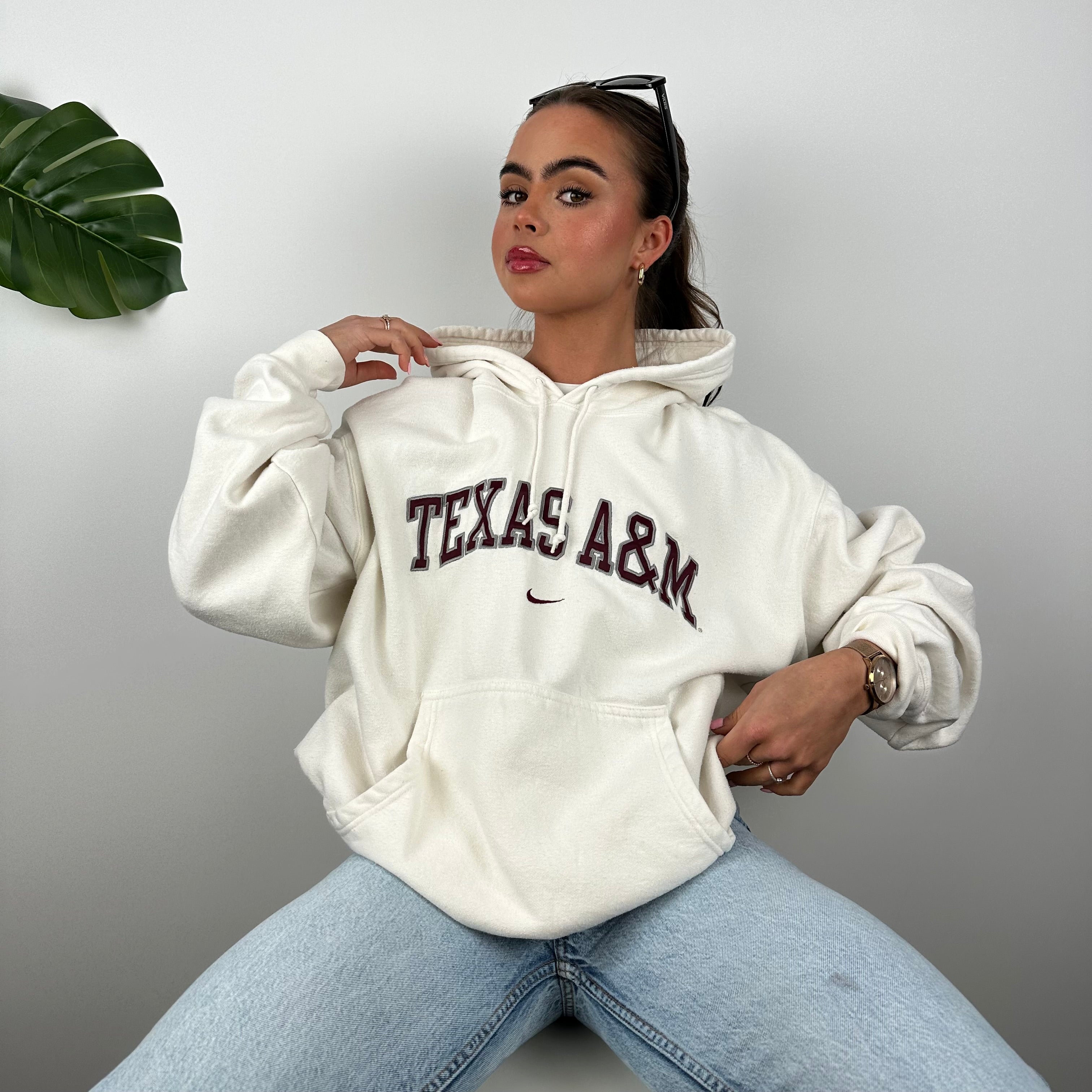 Nike x Texas A&M White Embroidered Spell Out Hoodie (L)