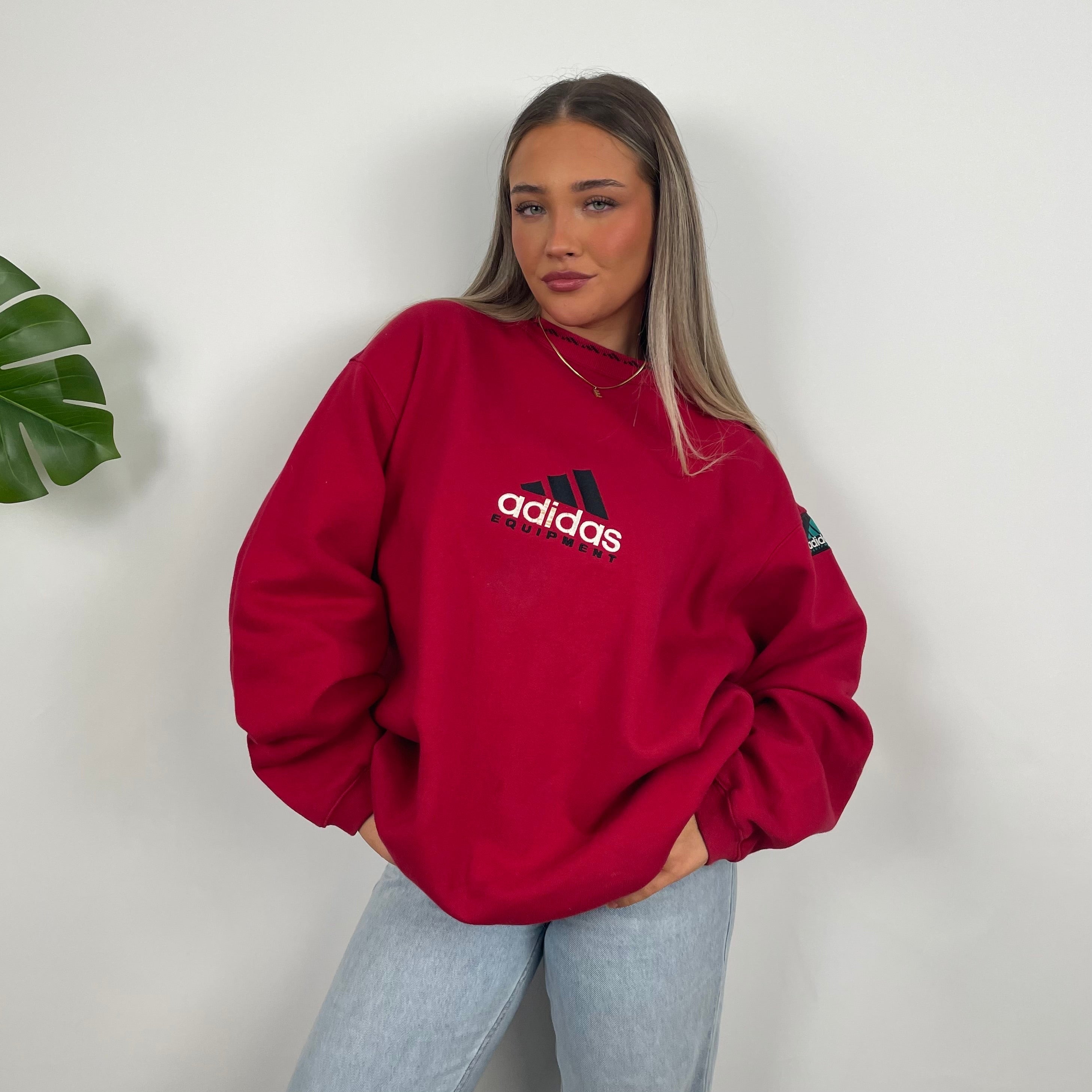 Adidas Equipment RARE Red Embroidered Spell Out Sweatshirt (M)