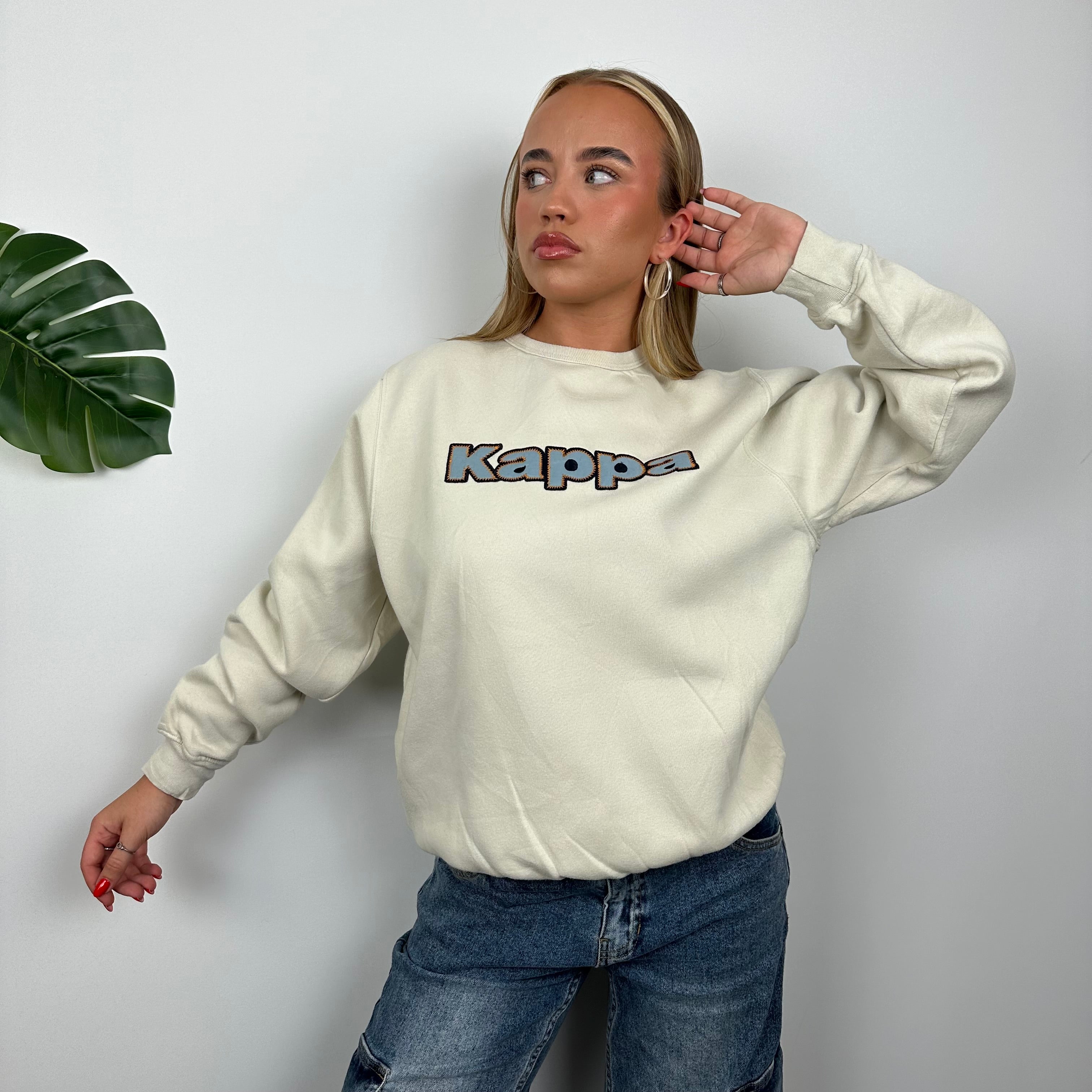 Kappa Beige Embroidered Spell Out Sweatshirt (S)