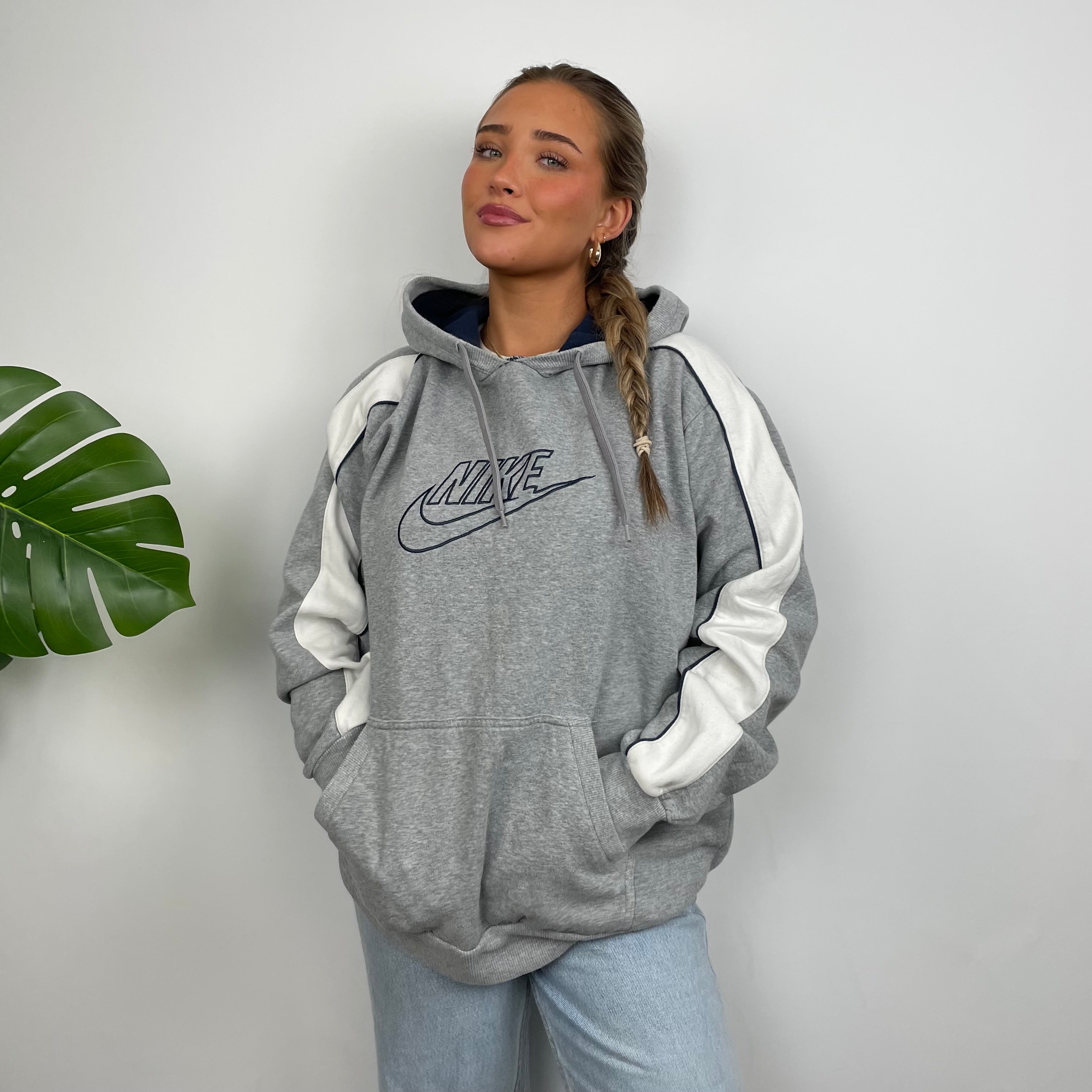 Nike Grey Embroidered Spell Out Hoodie (L)